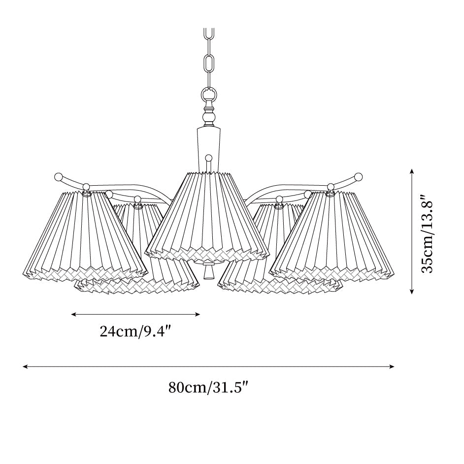 Kronleuchter Gefeilt Stoff Schirme Walnuss Messing Arme Warm Retro-Letslighting