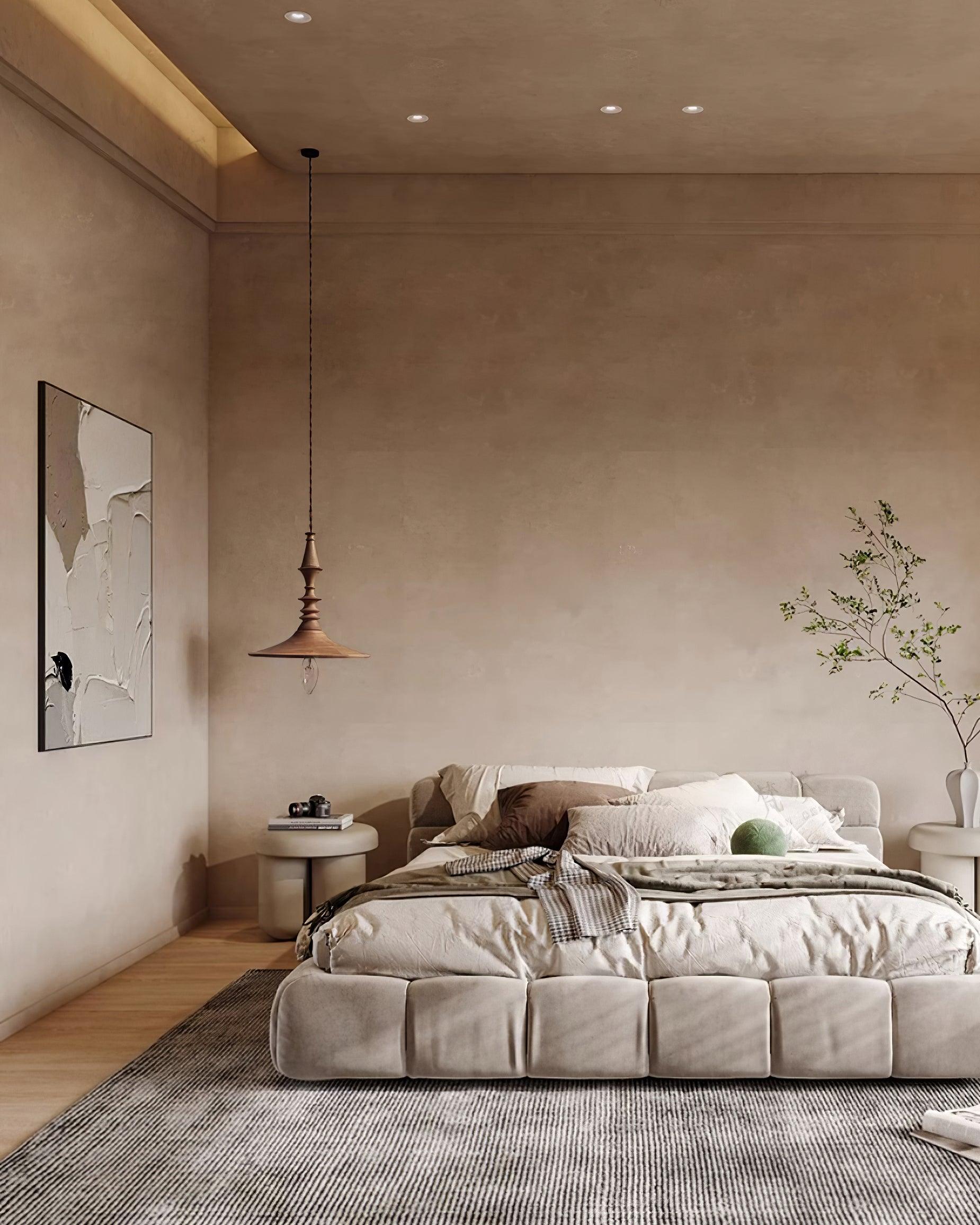 Pendelleuchte Holz Nussbaum Schirm Modern Gemütlich-Letslighting