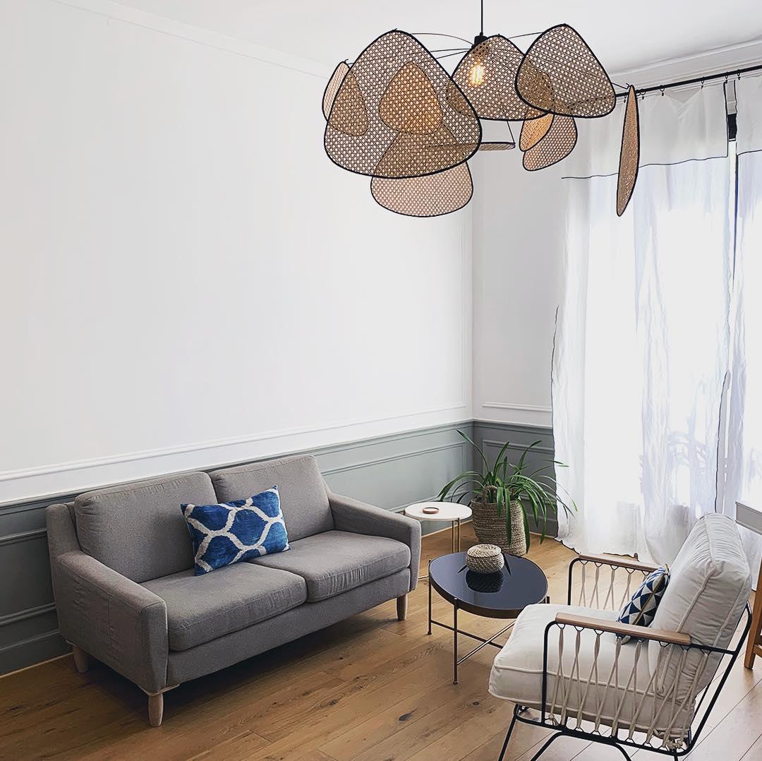 Lustra Kronleuchter Schirm Cannage Suspension Retro-Letslighting