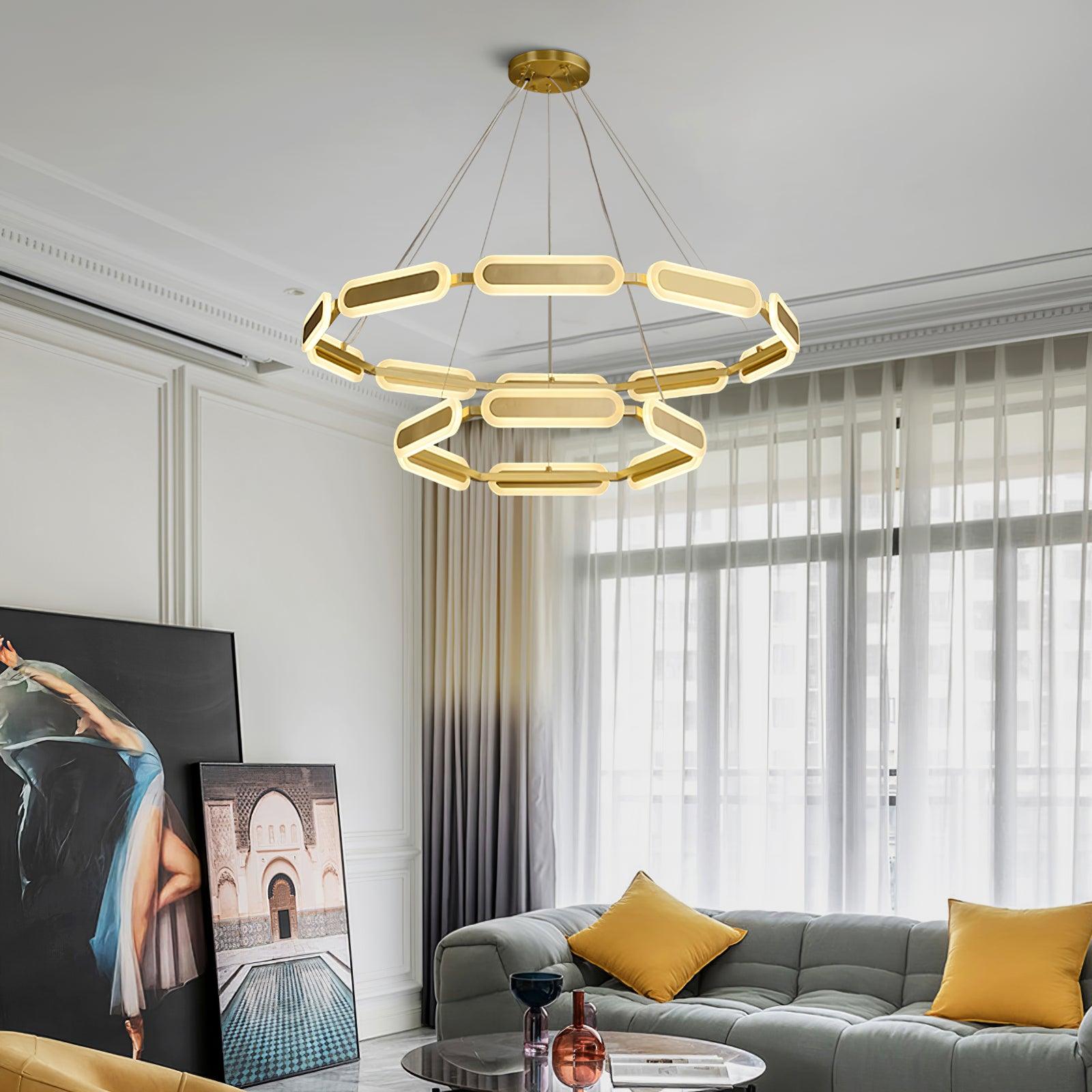 Lustra Kronleuchter Geometrischer Messingring-Letslighting