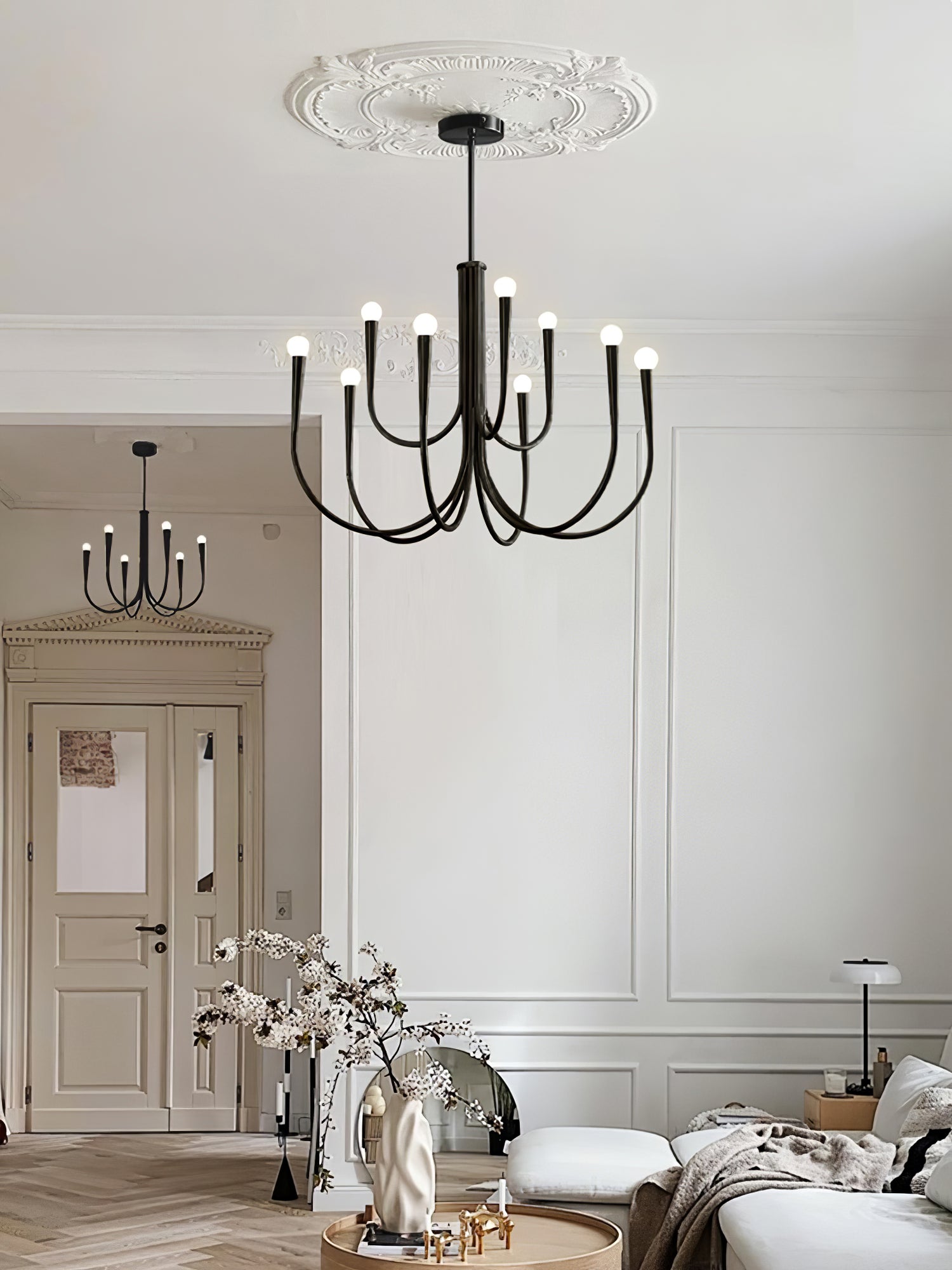 Swoop Arm Chandelier - Blowlighting