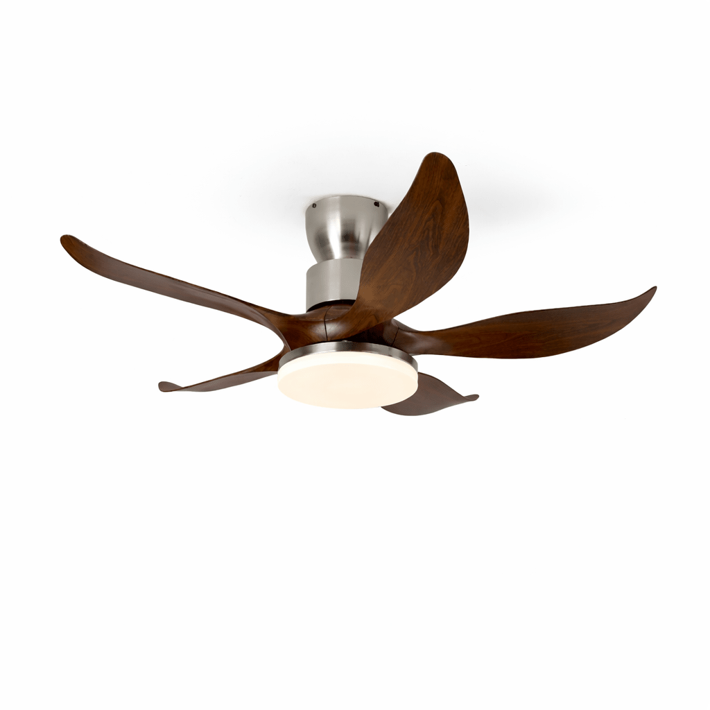 Diagramm mit den Abmessungen des Celia Deckenventilators mit 5 Flügeln und Licht