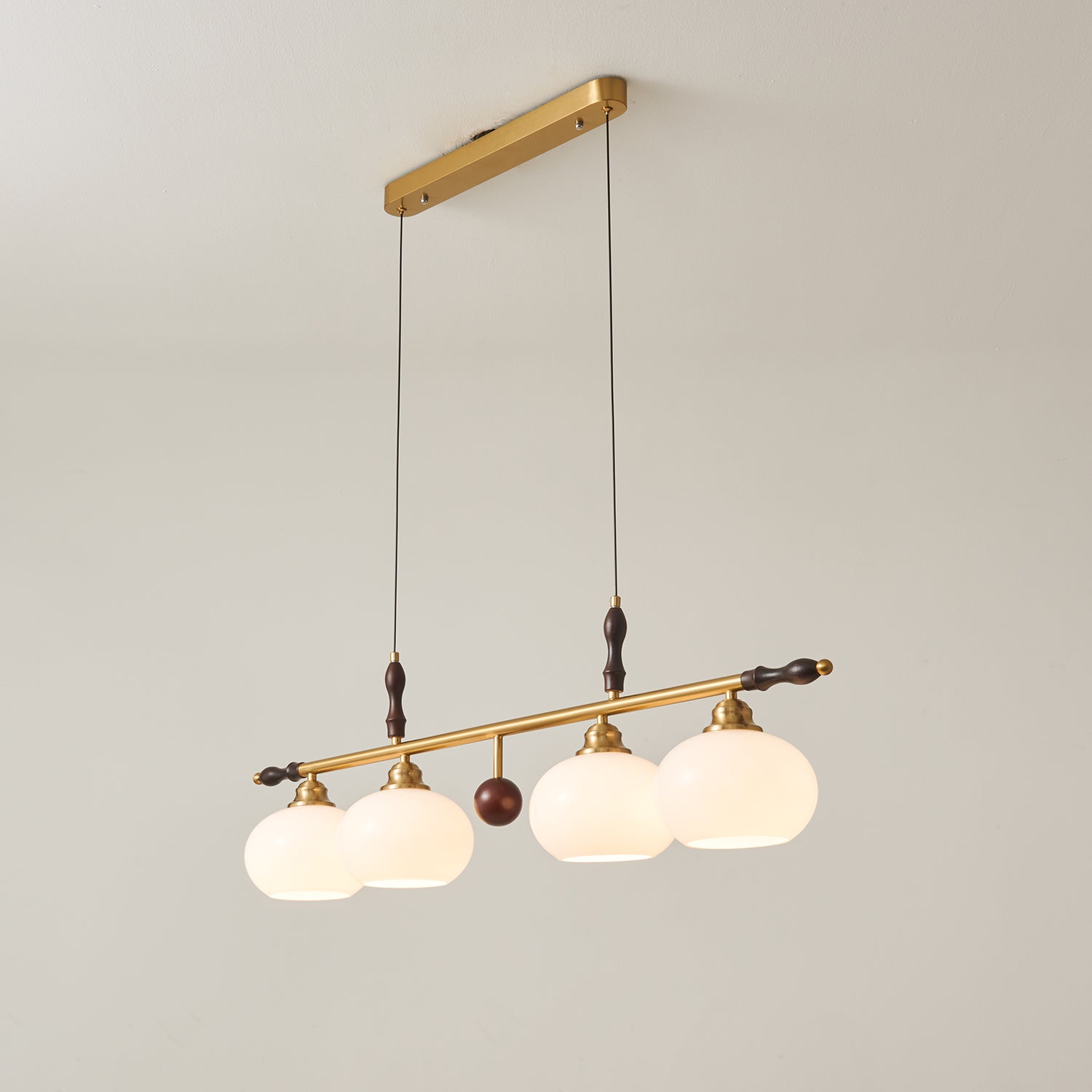 Sylvara Premium Eleganz Traditionell Holz Glas Pendelleuchte Lampe-Letslighting