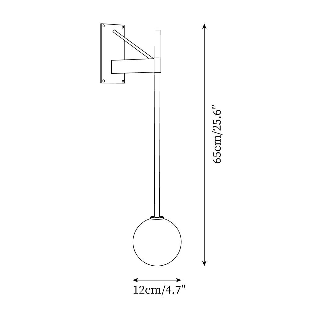 Wandleuchte Metall Stab Glas Globus Minimal Leuchte Nachttisch-Letslighting
