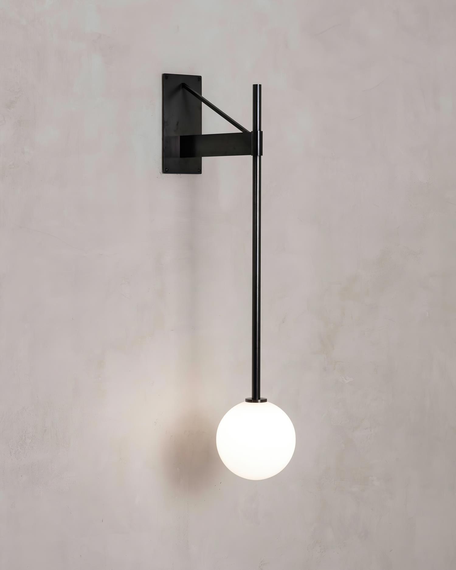 Wandleuchte Metall Stab Glas Globus Minimal Leuchte Nachttisch-Letslighting