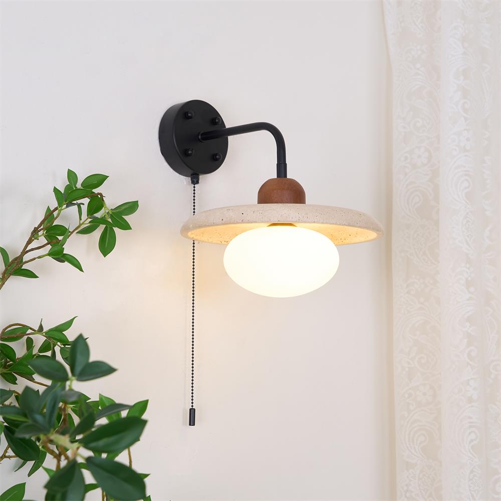 Solaro Travertine Wall Light Pull Chain Switch - Letslighting