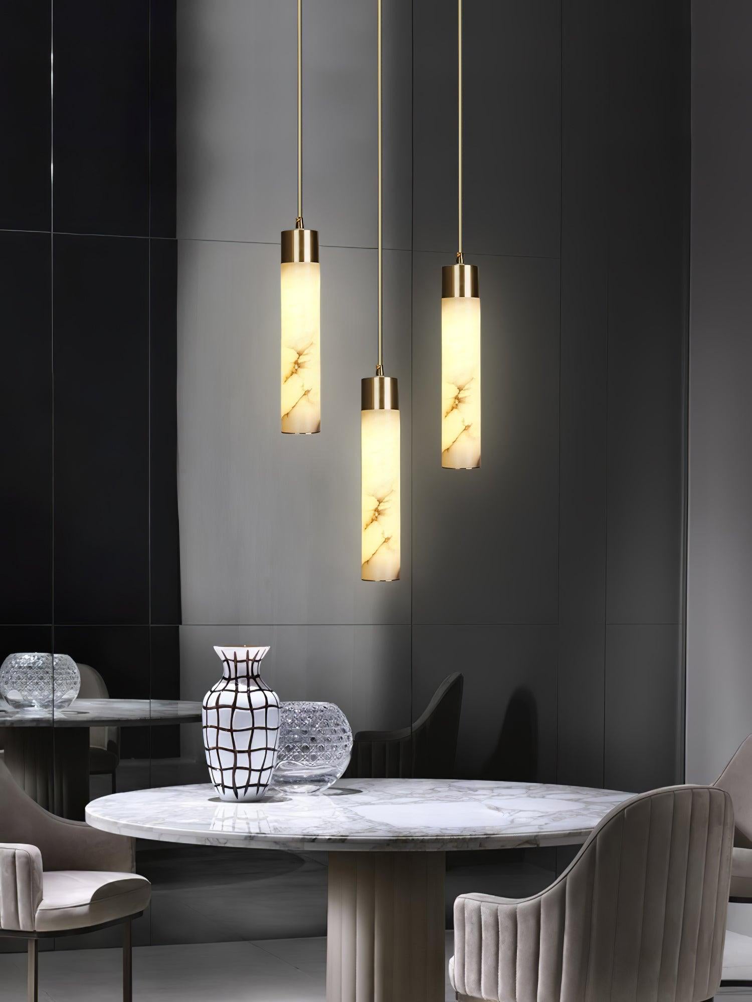 Ulzorila Cylinder Alabaster Pendant Light - Blowlighting