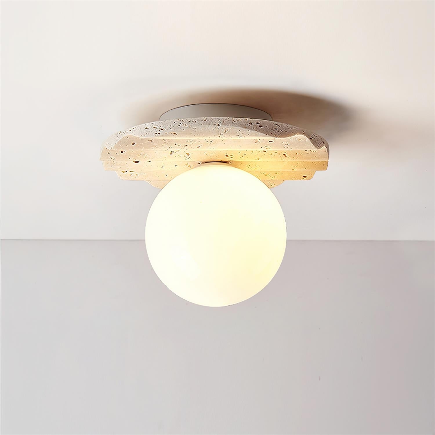 Ritta Ceiling Light Travertine Glass - Letslighting