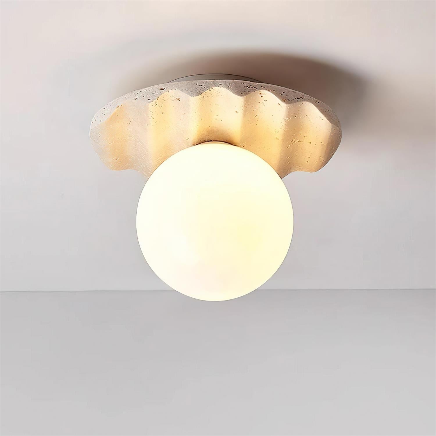 Ritta Ceiling Light Travertine Glass - Letslighting