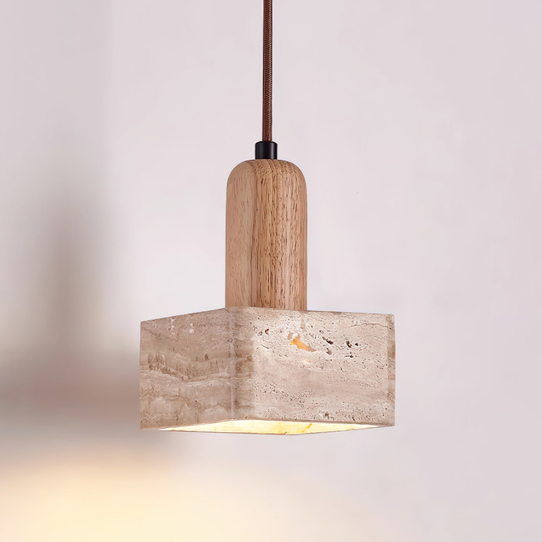 Ritta Square Travertine Pendant Light - Letslighting