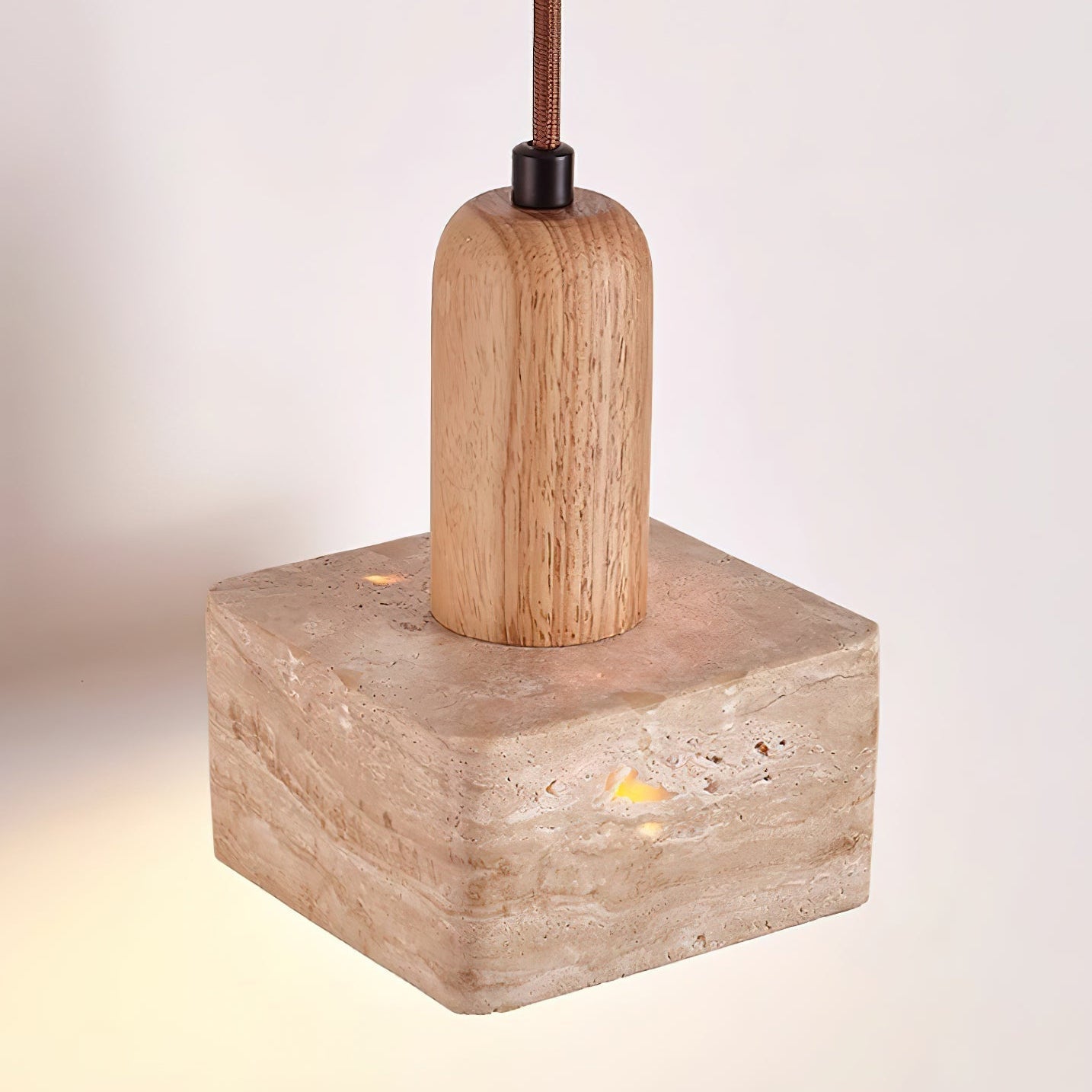 Ritta Square Travertine Pendant Light - Letslighting