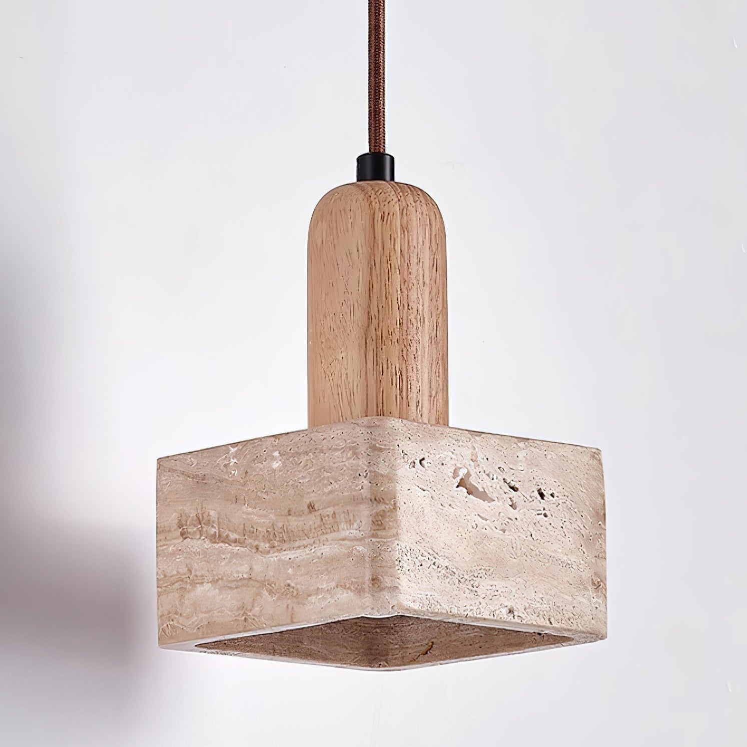 Ritta Square Travertine Pendant Light - Letslighting