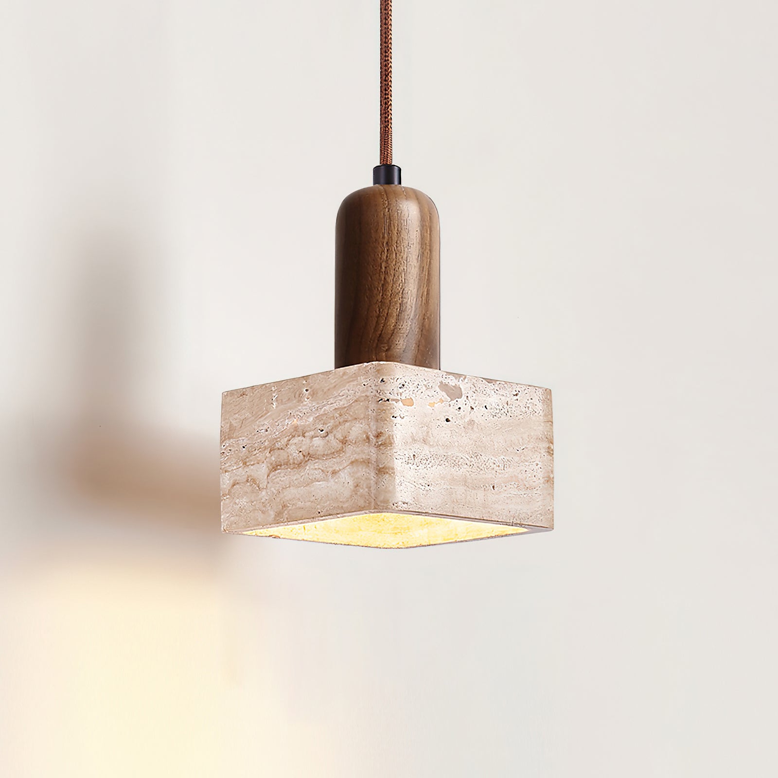 Ritta Square Travertine Pendant Light - Letslighting