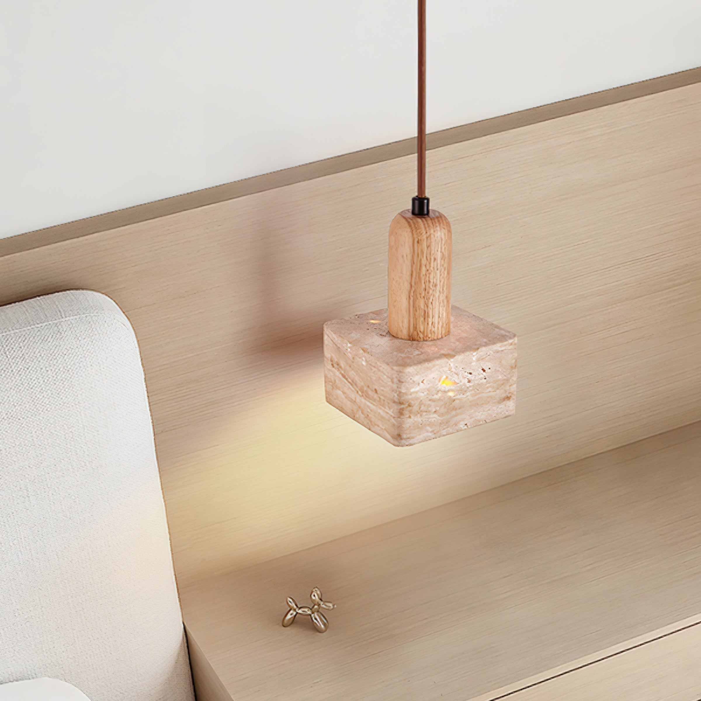 Ritta Square Travertine Pendant Light - Letslighting