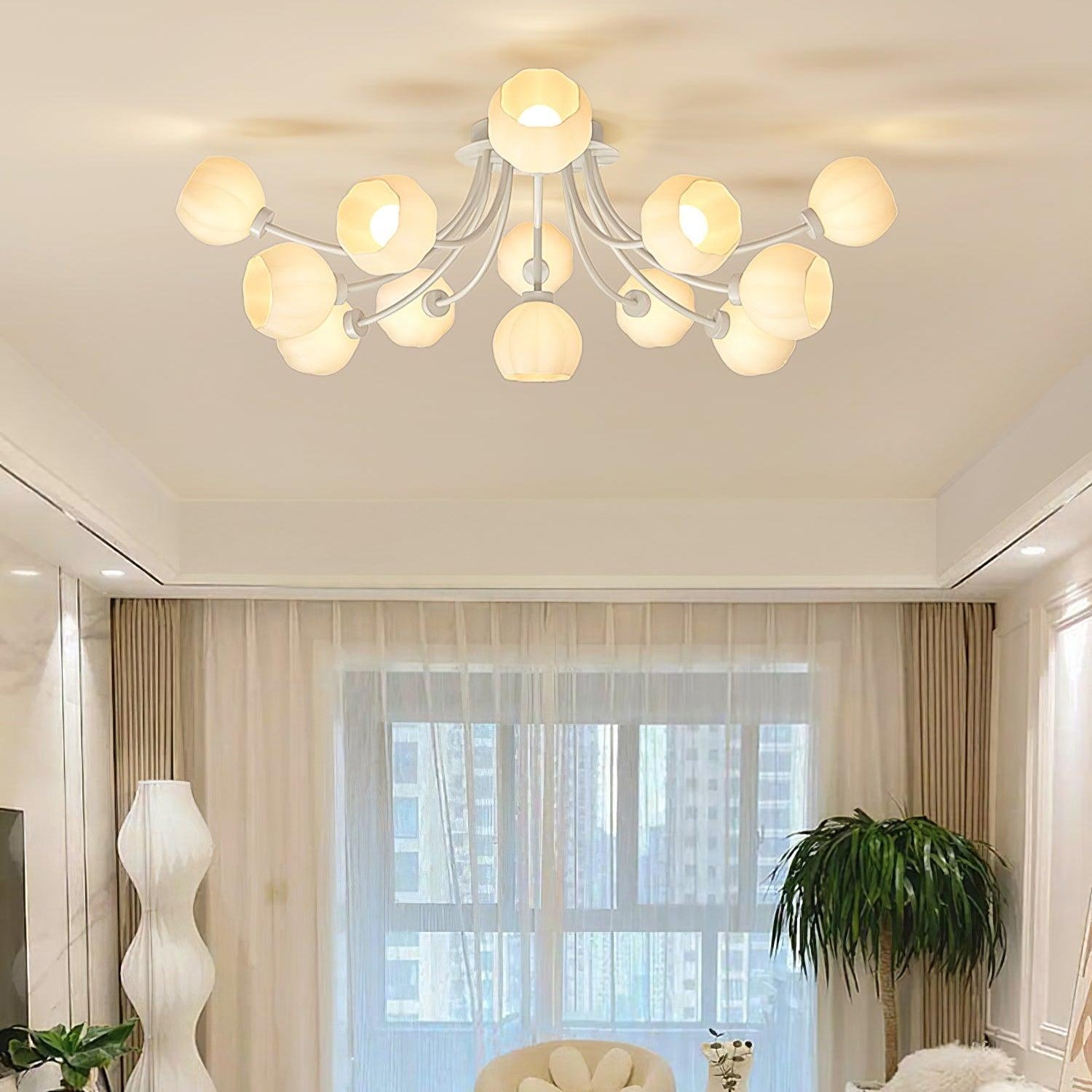 Florina Deckenleuchte aus Glas mit Blumenmotiv-Letslighting