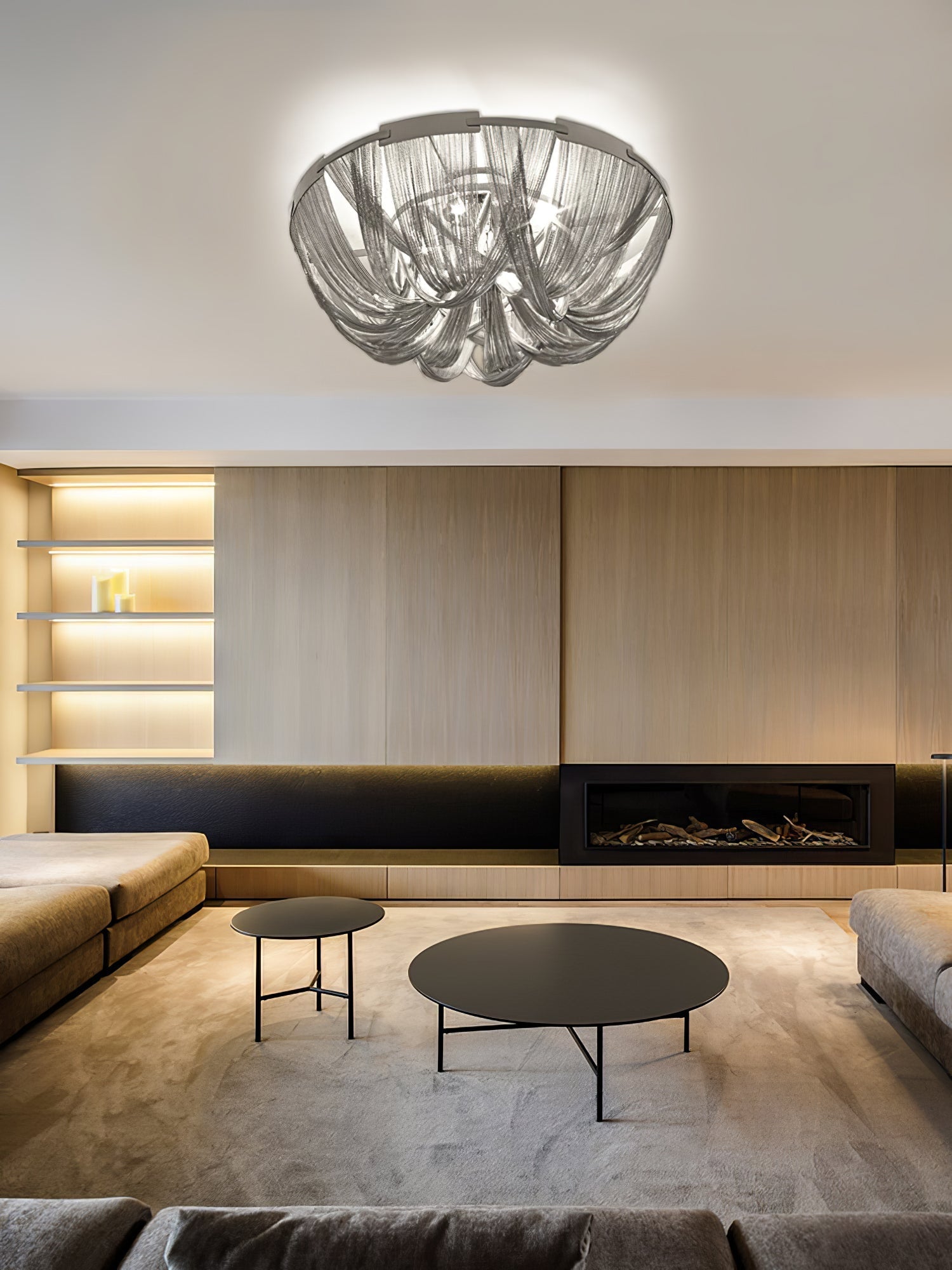 Lustra Deckenleuchte Quaste Aluminium Kette Nickel Rahmen-Letslighting