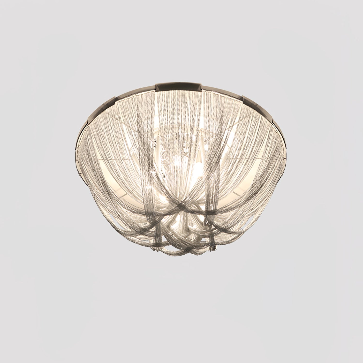 Lustra Deckenleuchte Quaste Aluminium Kette Nickel Rahmen-Letslighting