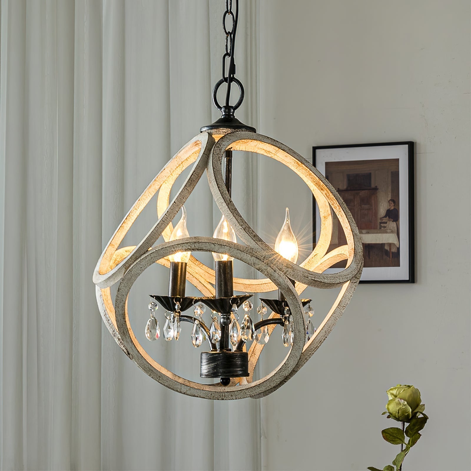 Viraearae Premium Nordic Crystal Wood Pendant Lamp - Letslighting