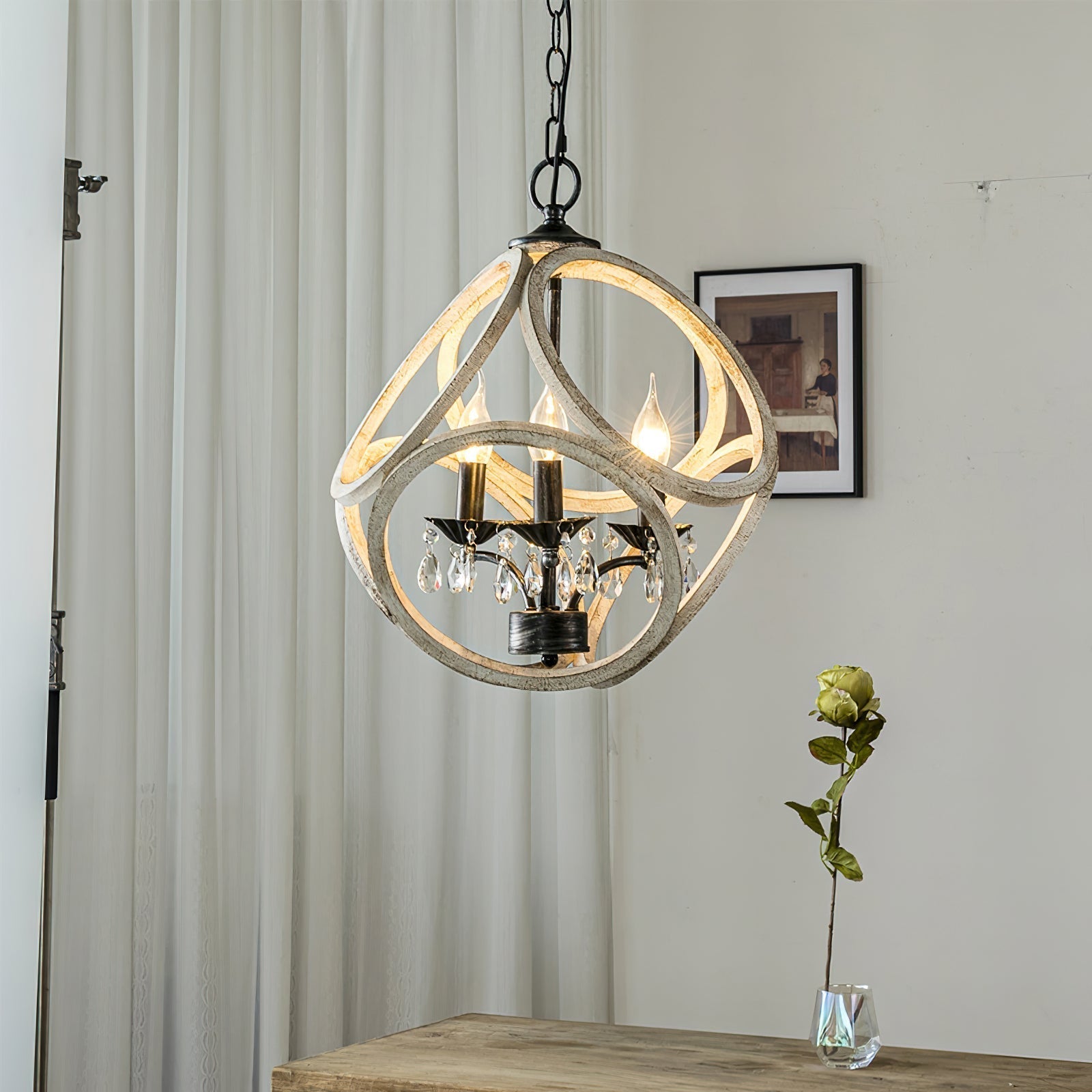 Viraearae Premium Nordic Crystal Wood Pendant Lamp - Letslighting