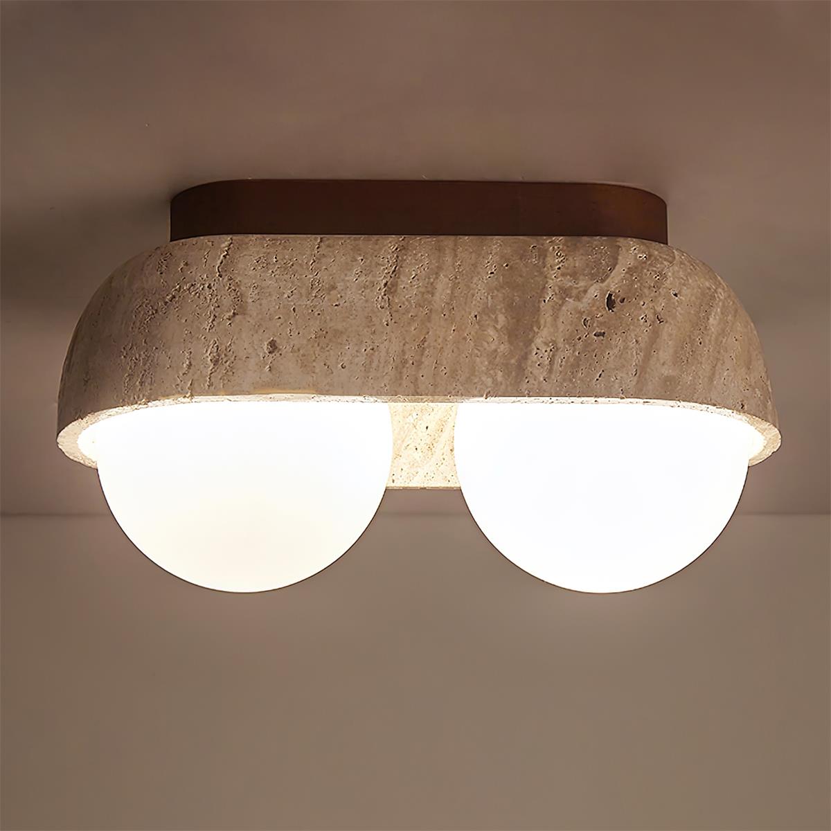 Ritta Ceiling Light Travertine Rectangular - Letslighting