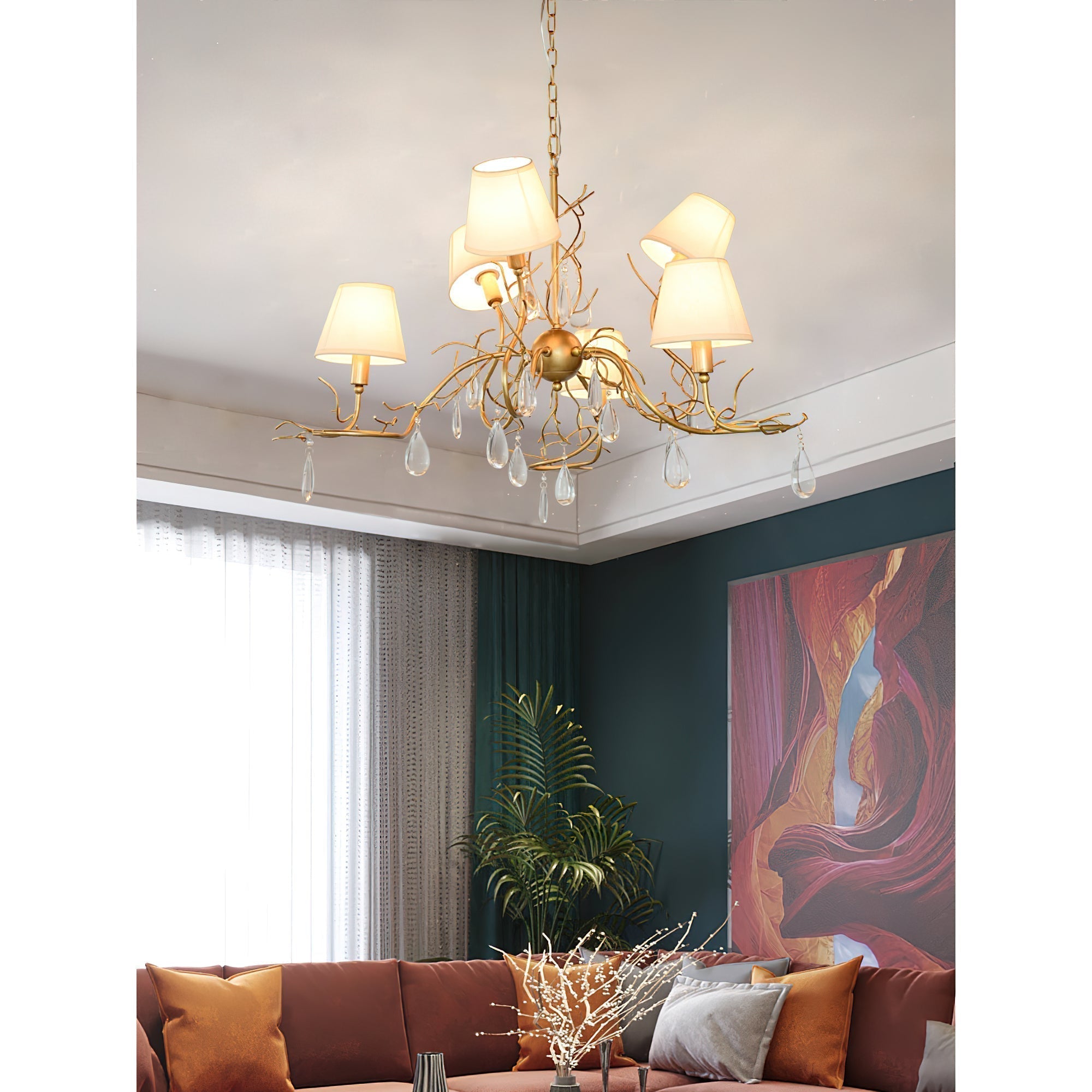 Olsolan Postmoderner Luxus-Kristall-Kronleuchter aus Stoff-Letslighting
