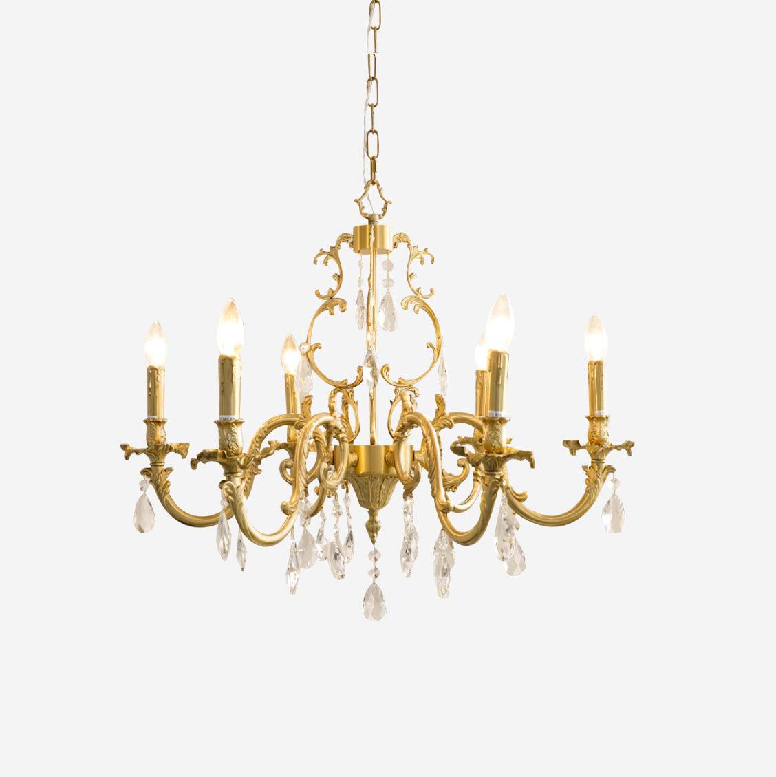 Elvion Classic Brass Crystal Chandelier - Letslighting