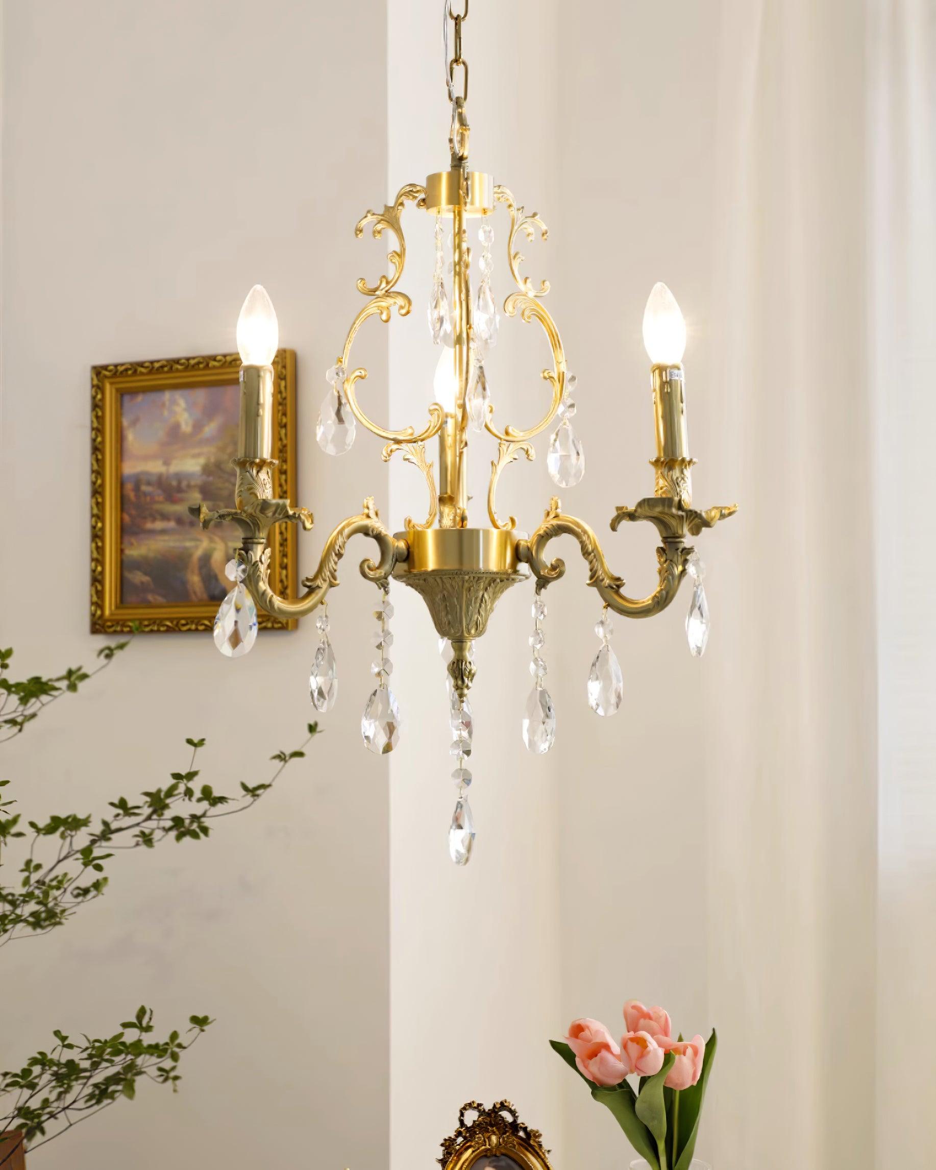 Elvion Classic Brass Crystal Chandelier - Letslighting