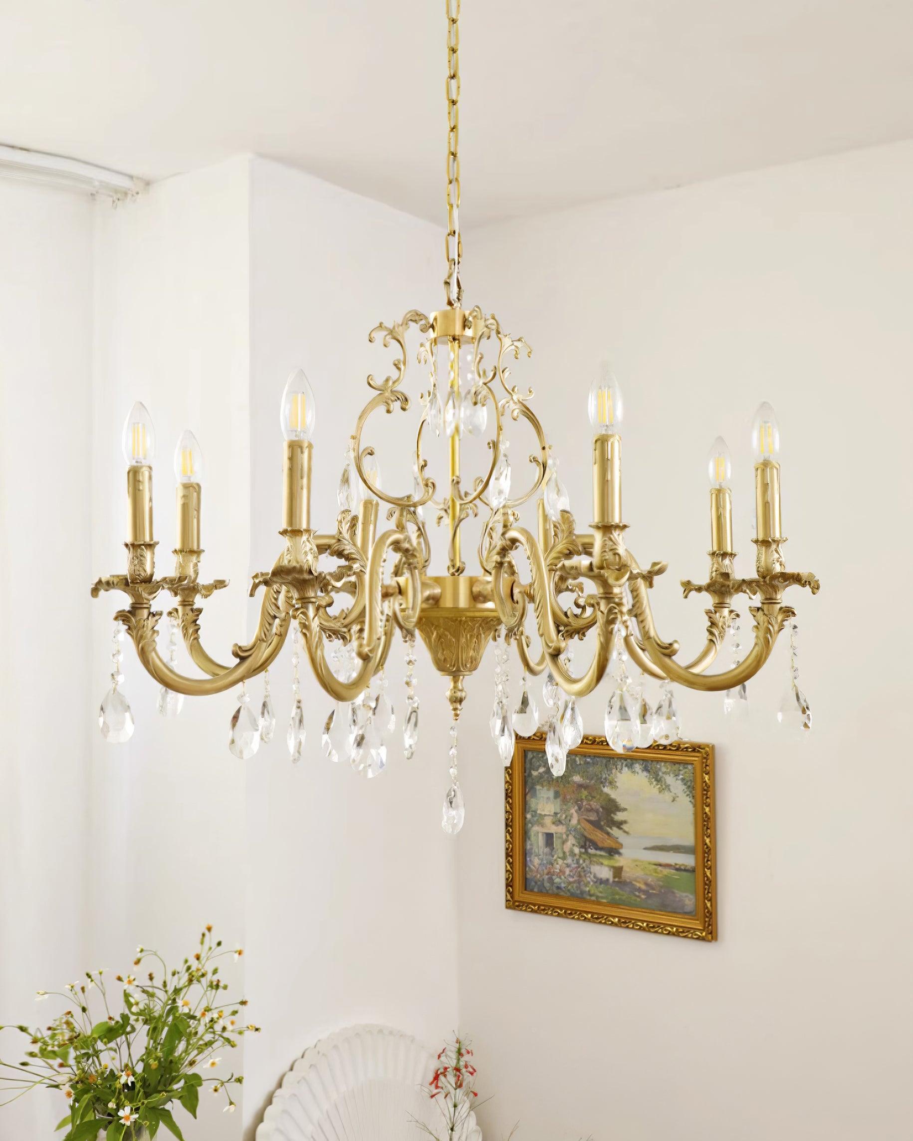 Elvion Classic Brass Crystal Chandelier - Letslighting