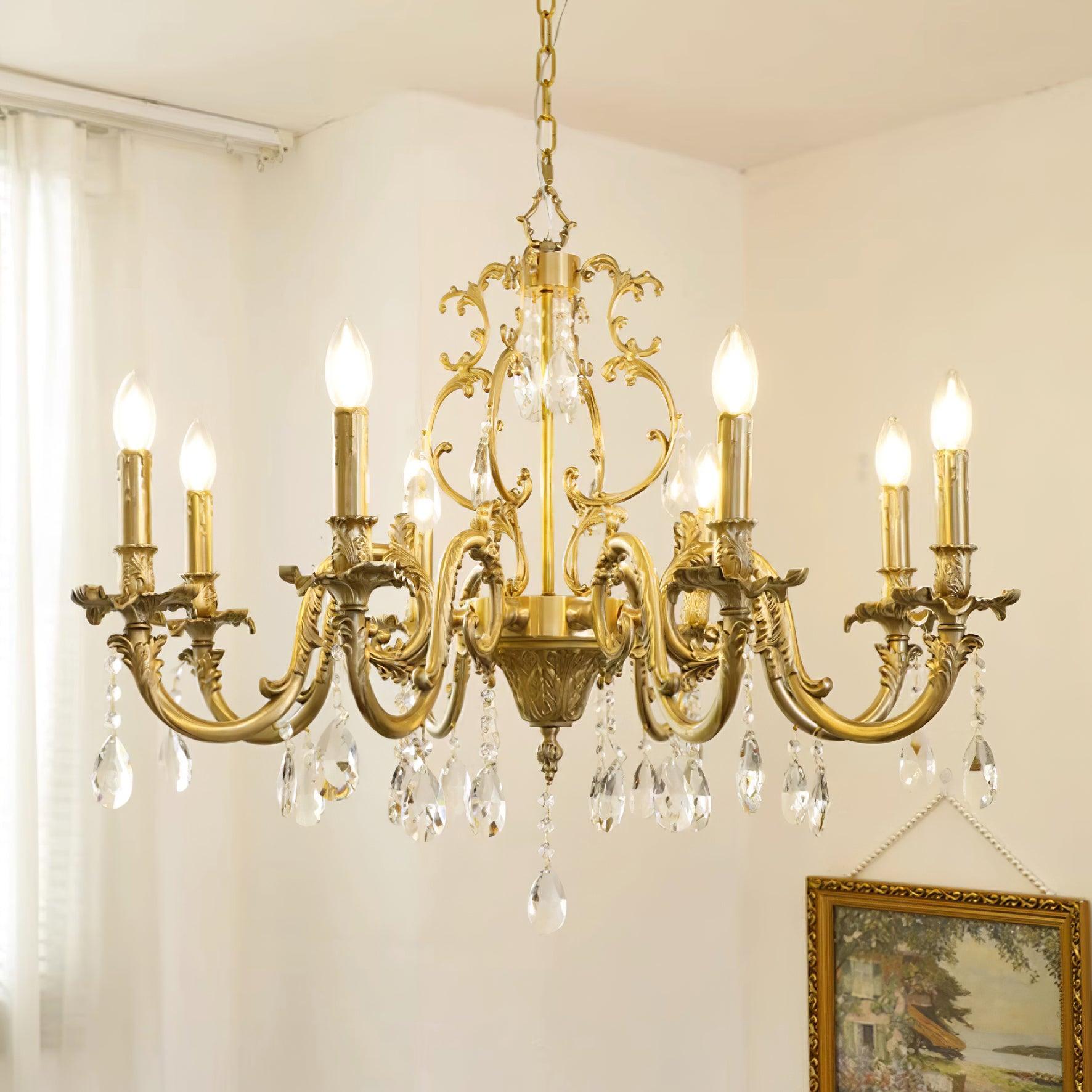 Elvion Classic Brass Crystal Chandelier - Letslighting