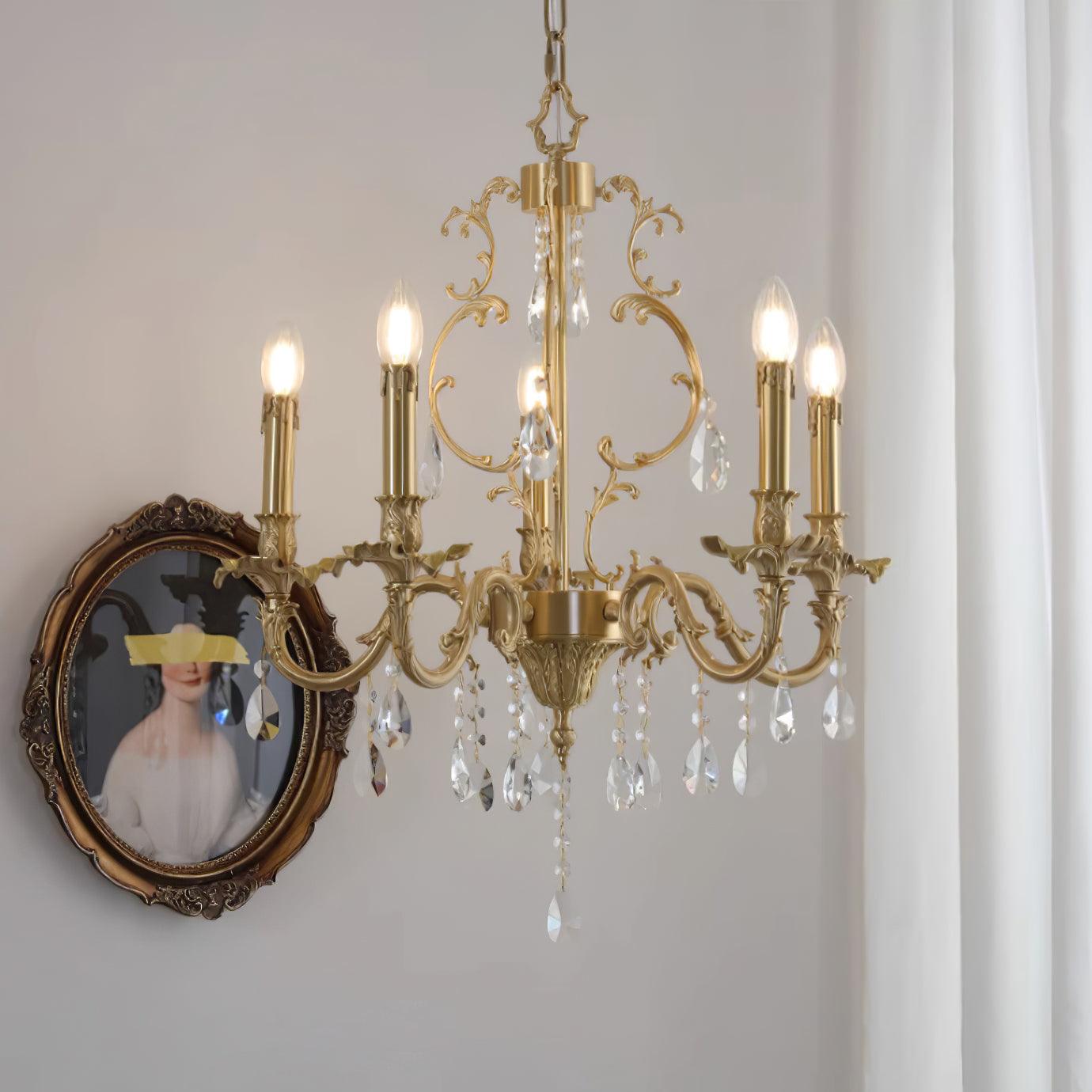 Elvion Classic Brass Crystal Chandelier - Letslighting
