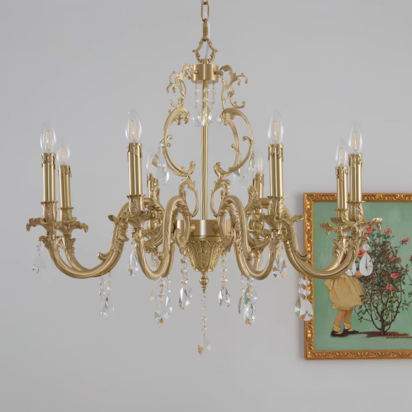 Elvion Classic Brass Crystal Chandelier - Letslighting