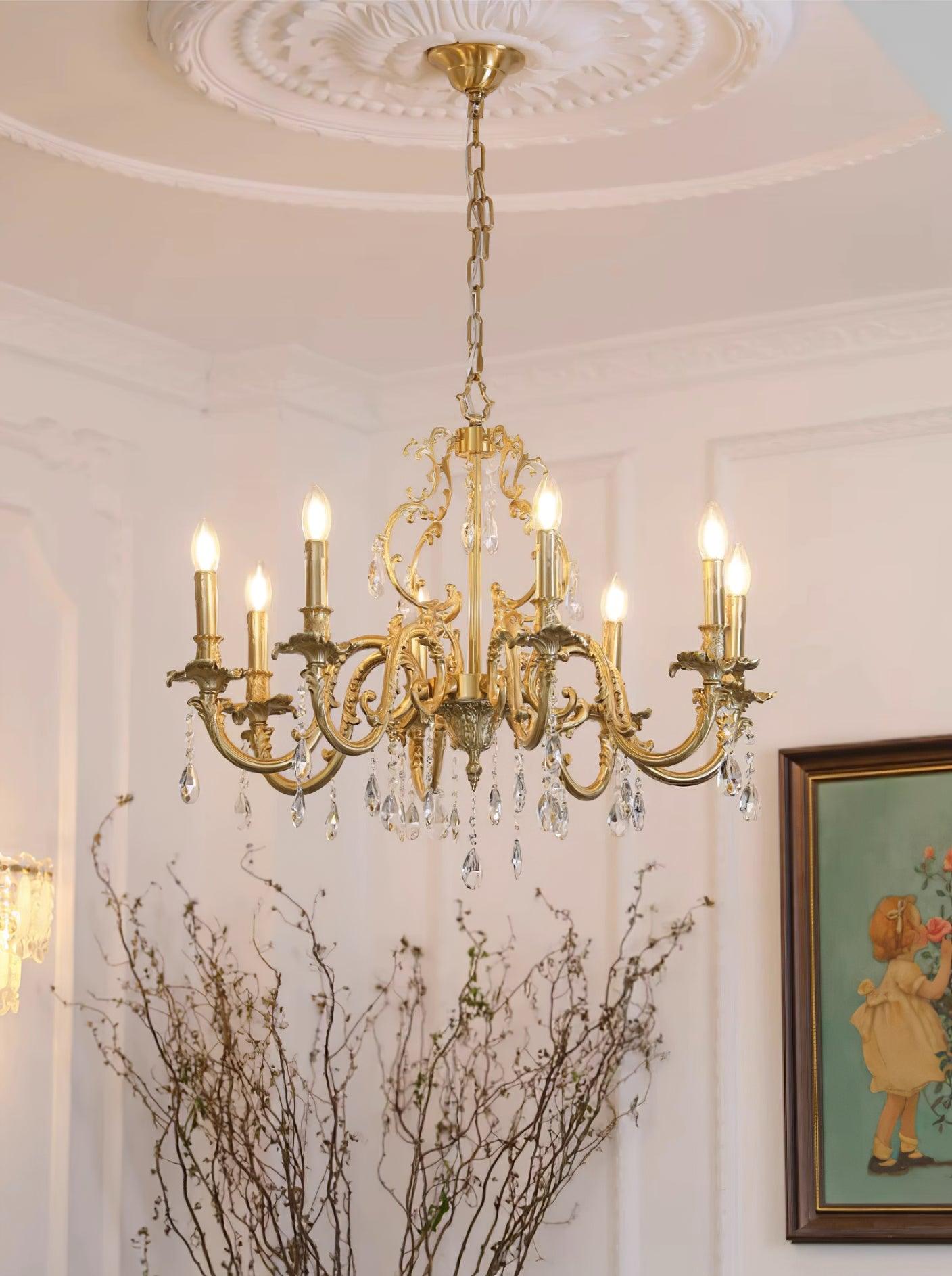Elvion Classic Brass Crystal Chandelier - Letslighting
