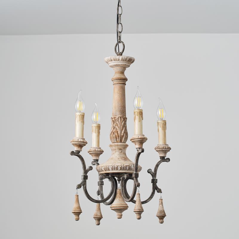 Myphaor Industrieller Vintage Kronleuchter aus Holz-Letslighting