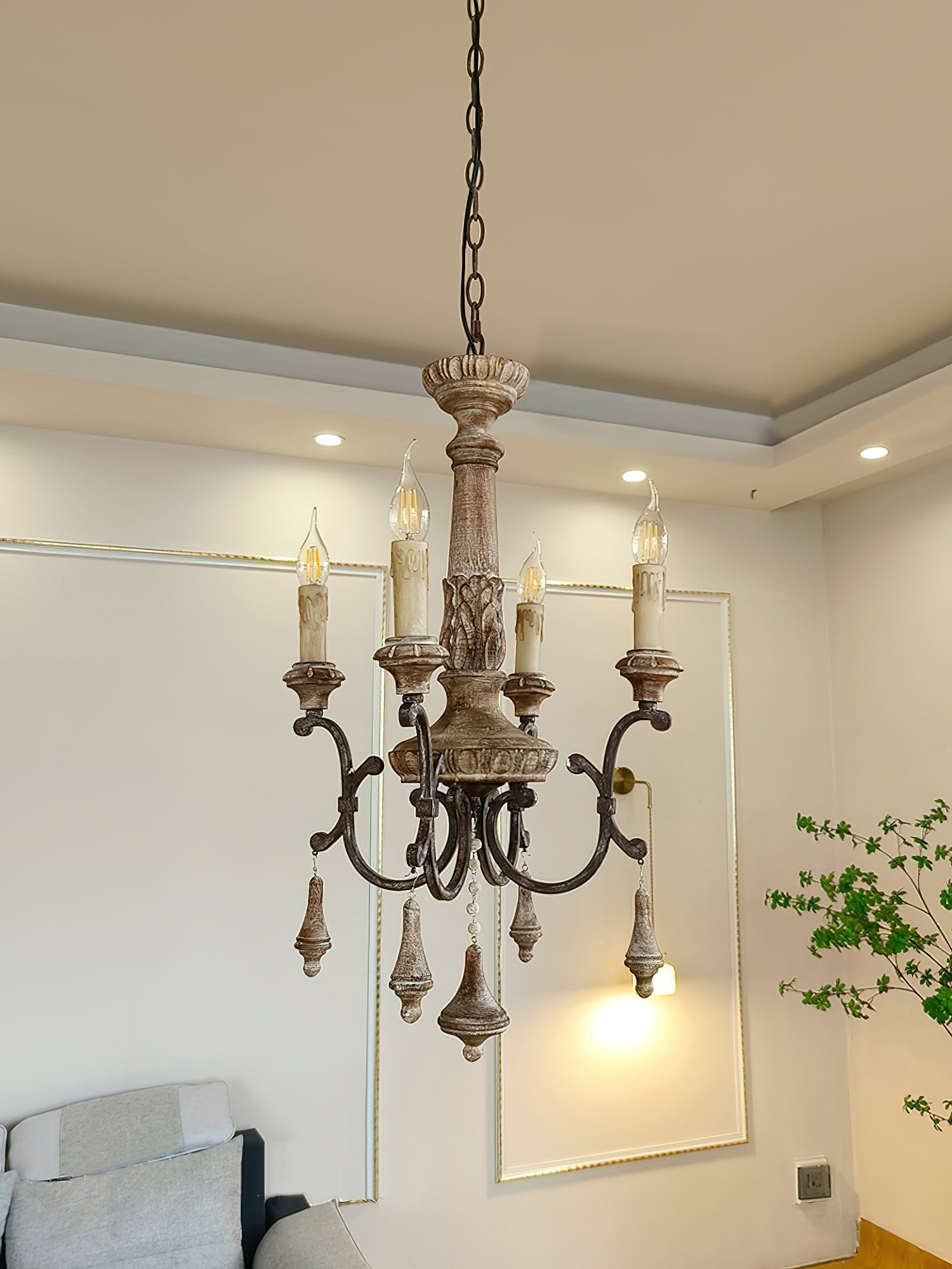 Myphaor Industrieller Vintage Kronleuchter aus Holz-Letslighting