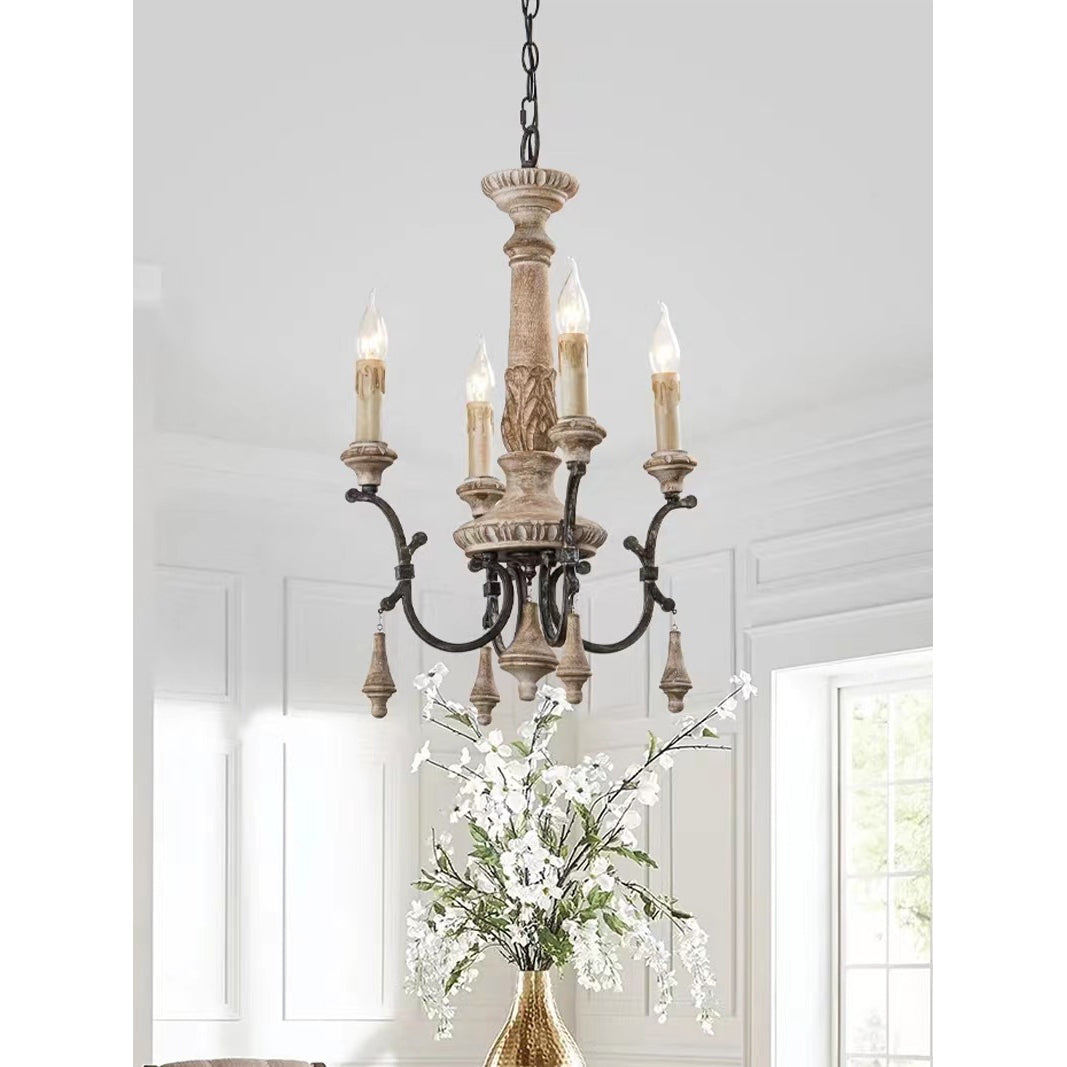 Myphaor Industrieller Vintage Kronleuchter aus Holz-Letslighting