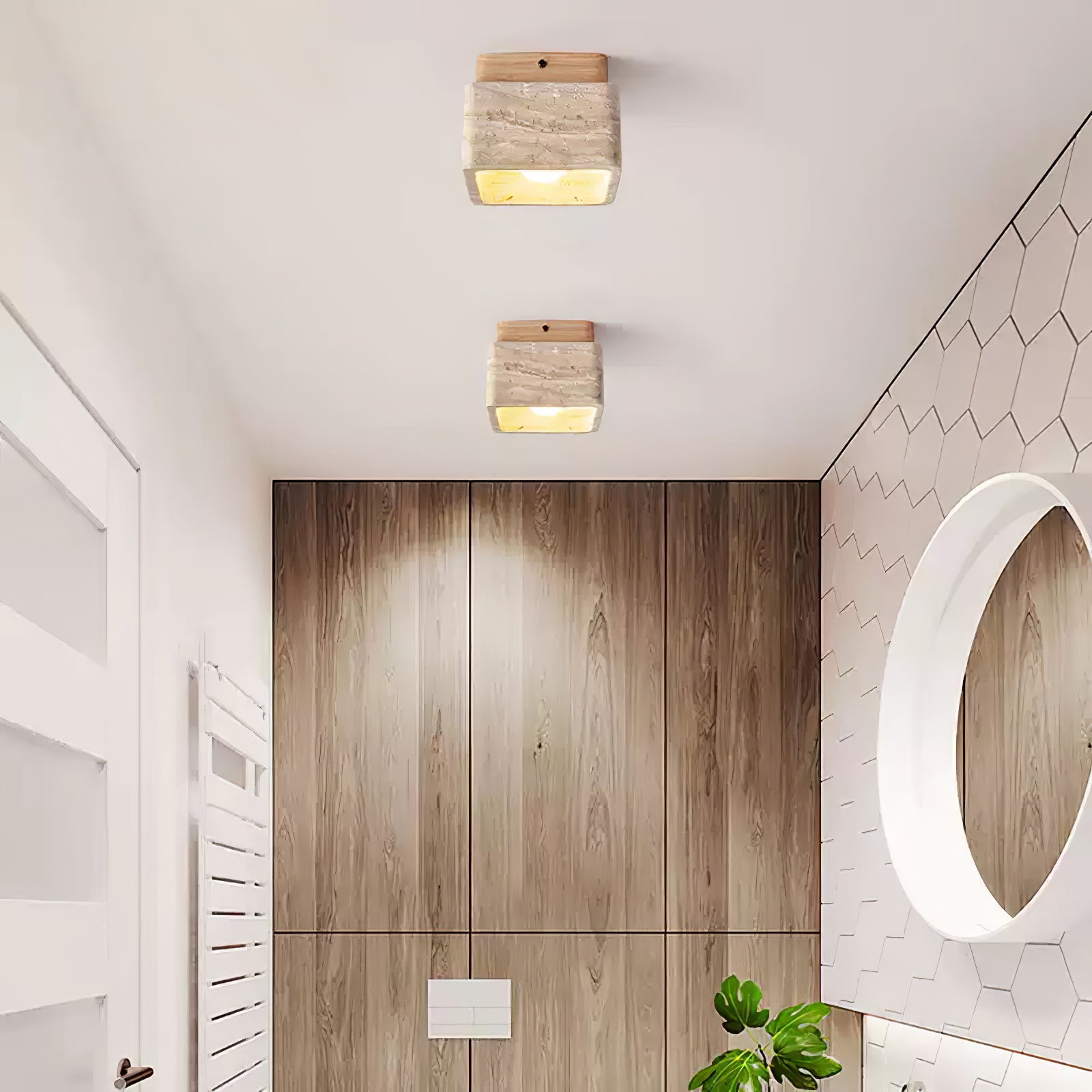 Alaearis Textured Travertine Ceiling Light - Neutralighting
