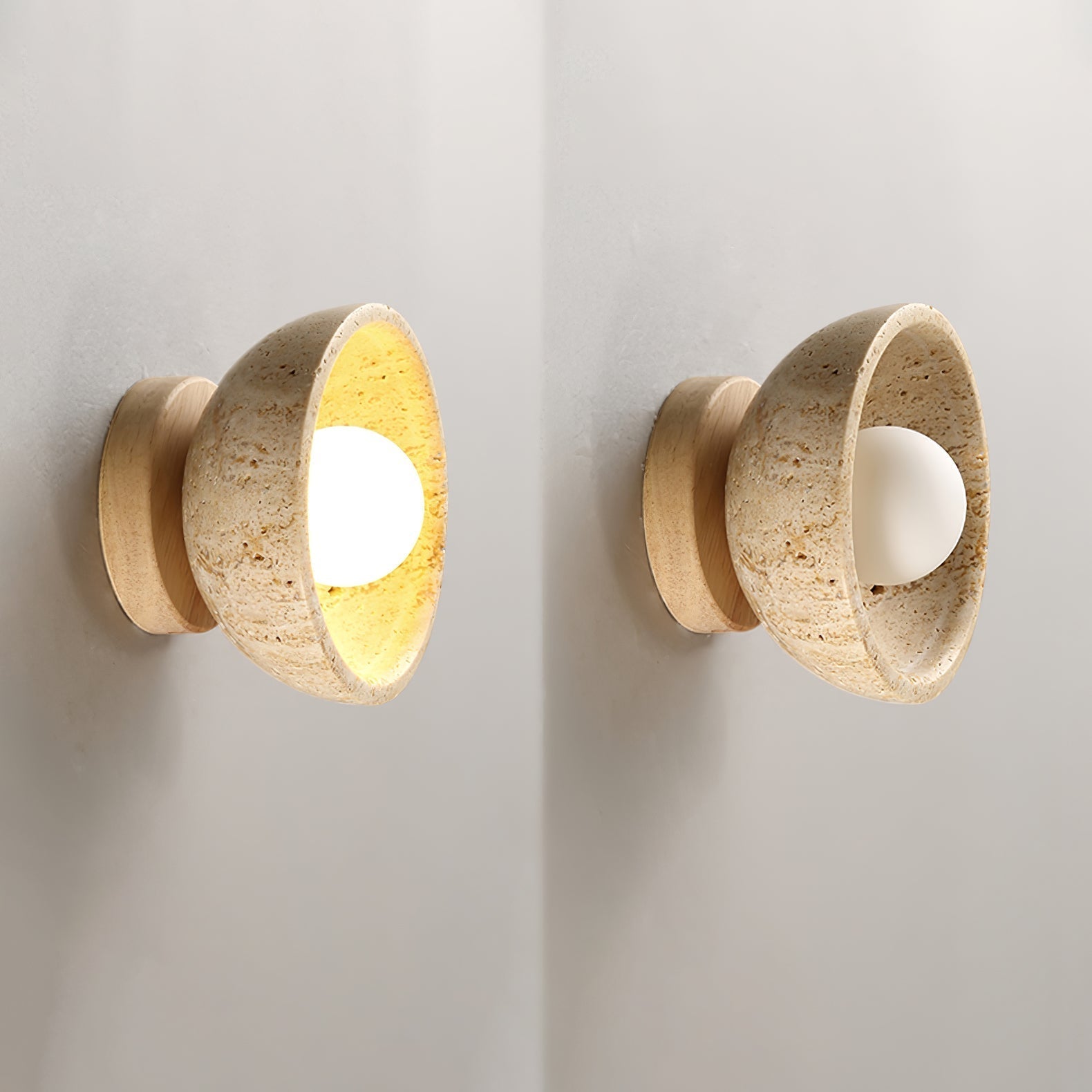 Vacaris Half-Dome Travertine Wall Light - Neutralighting