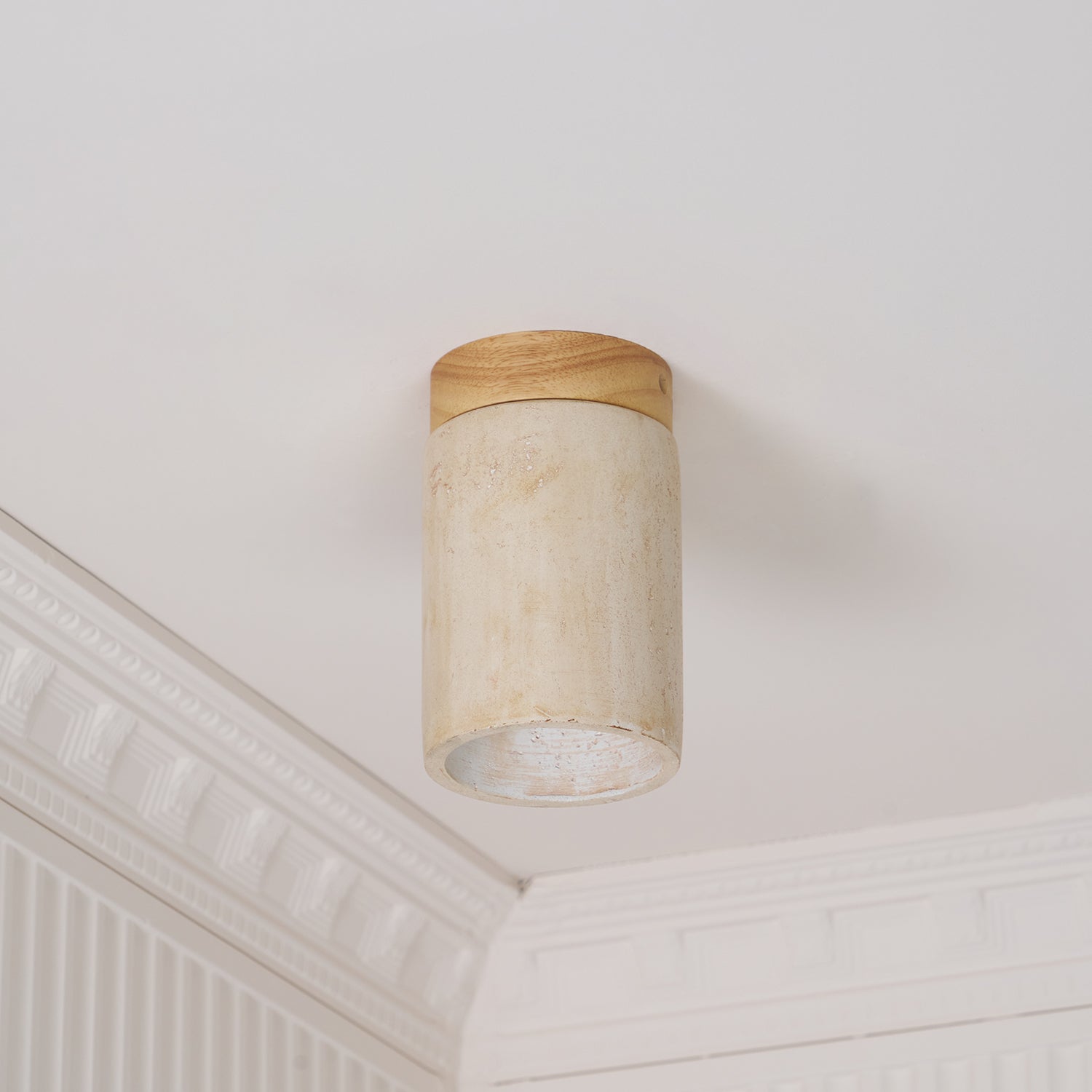 Aurnorira Cylinder Cap Travertine Ceiling Light - Neutralighting