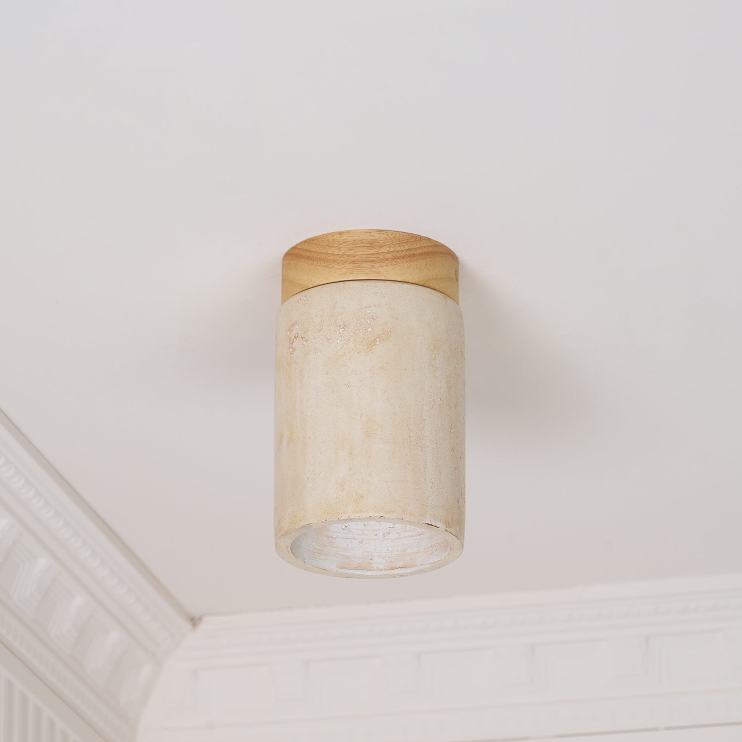 Aurnorira Cylinder Cap Travertine Ceiling Light - Neutralighting