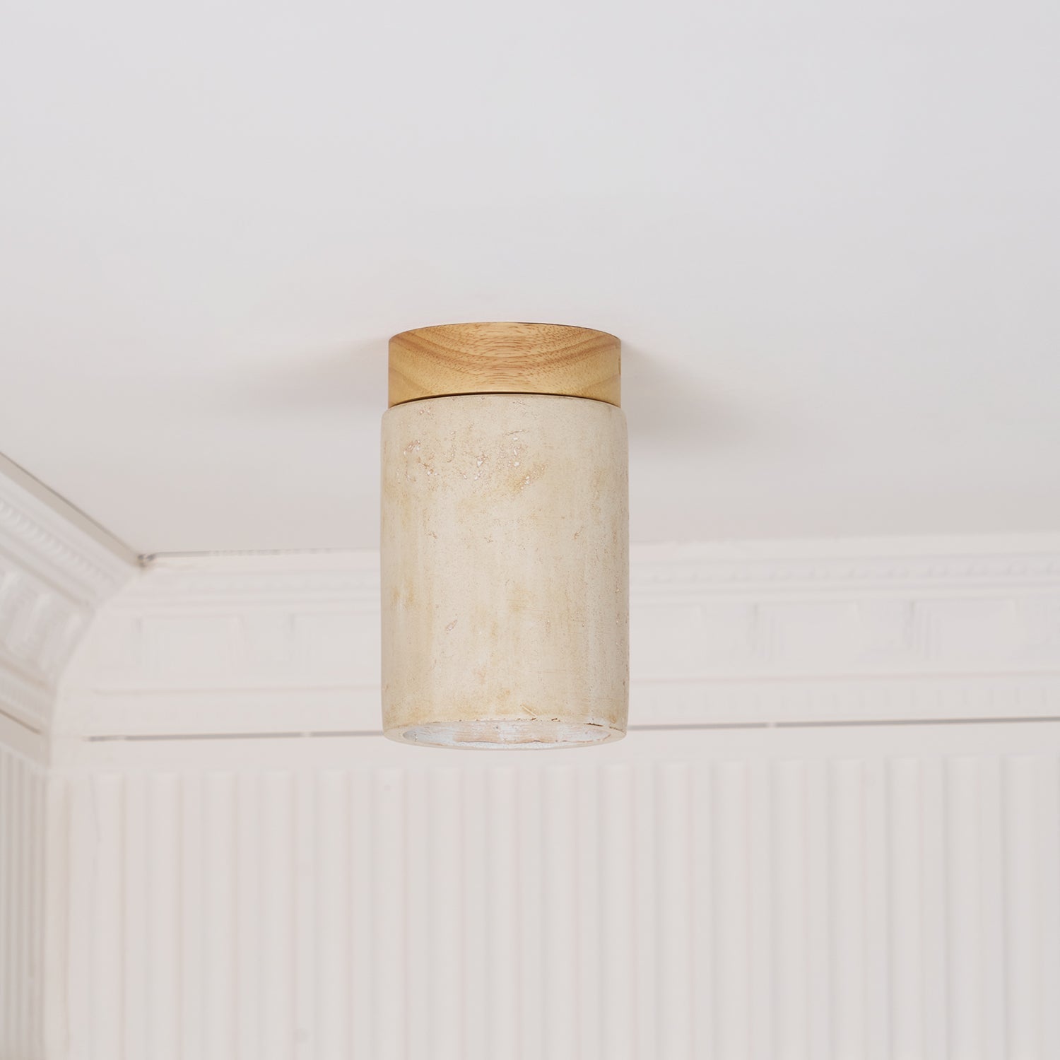 Aurnorira Cylinder Cap Travertine Ceiling Light - Neutralighting