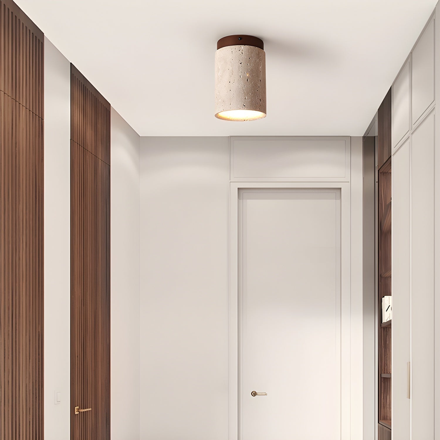 Aurnorira Cylinder Cap Travertine Ceiling Light - Neutralighting