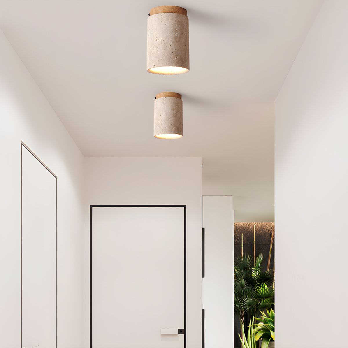 Aurnorira Cylinder Cap Travertine Ceiling Light - Neutralighting