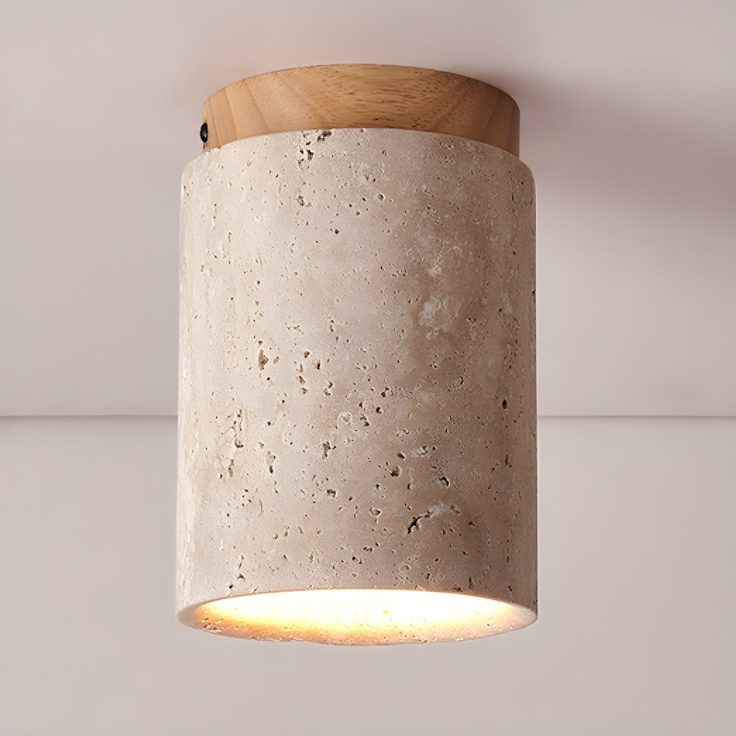 Aurnorira Cylinder Cap Travertine Ceiling Light - Neutralighting