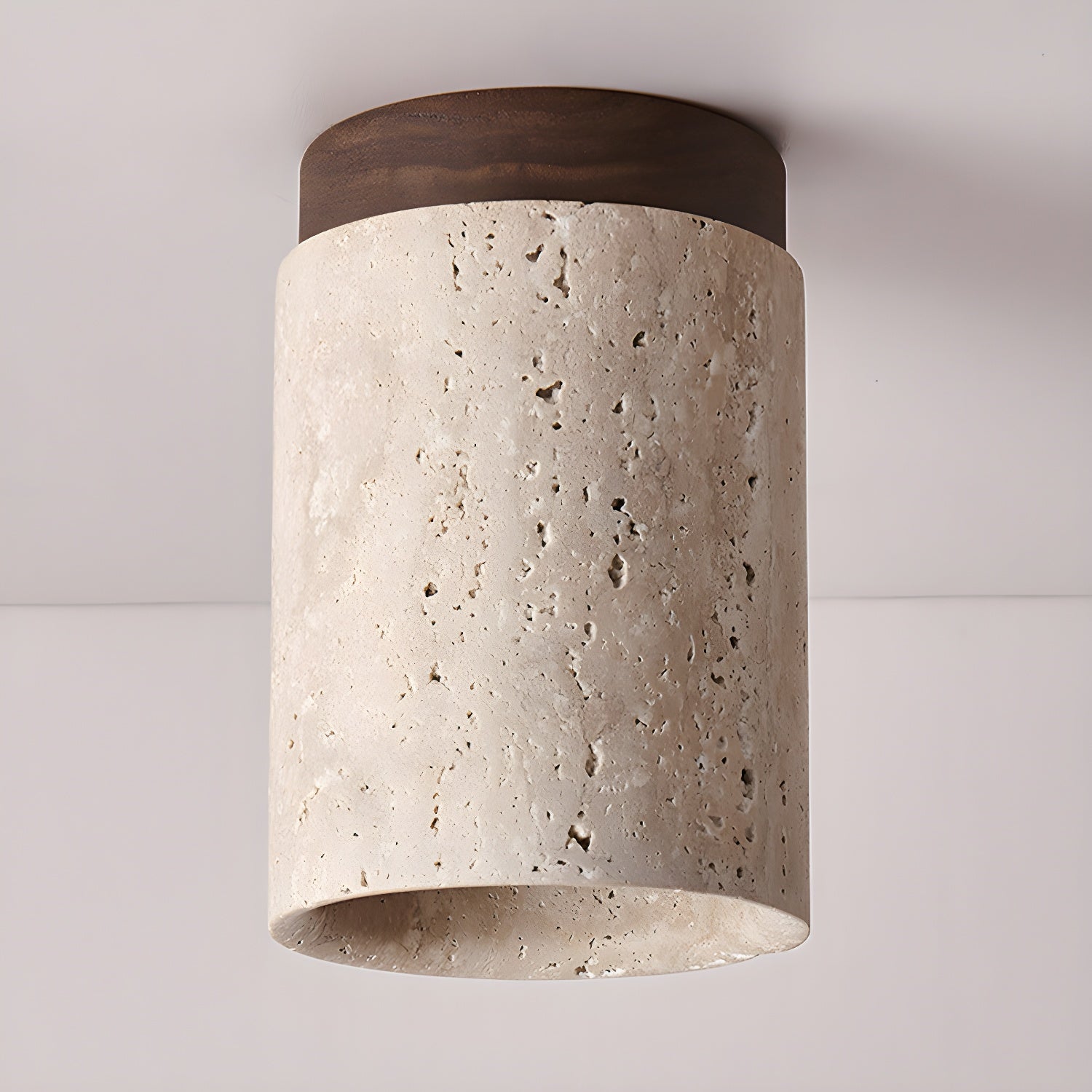 Aurnorira Cylinder Cap Travertine Ceiling Light - Neutralighting