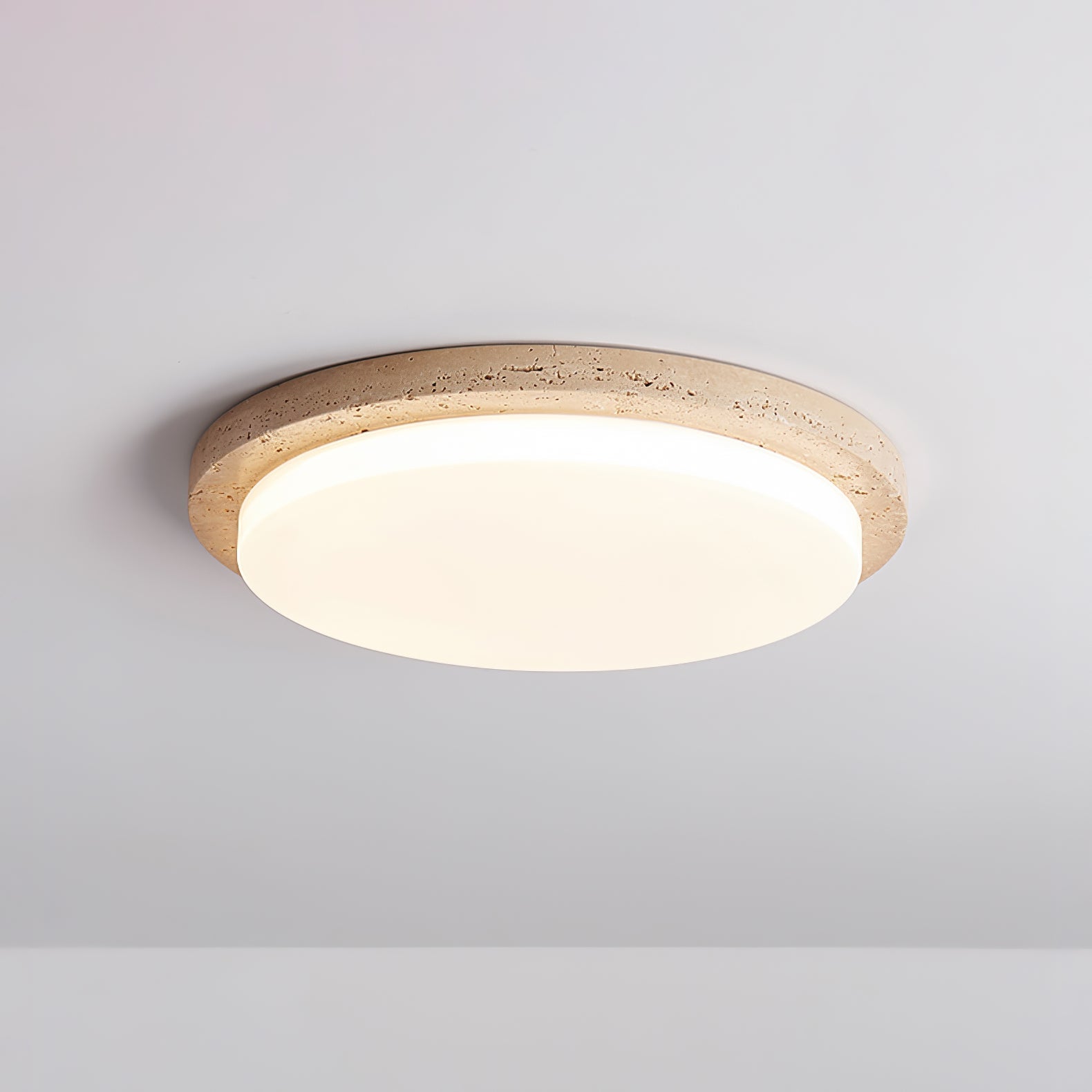 Etala Smooth-Rim Travertine Ceiling Light - Neutralighting