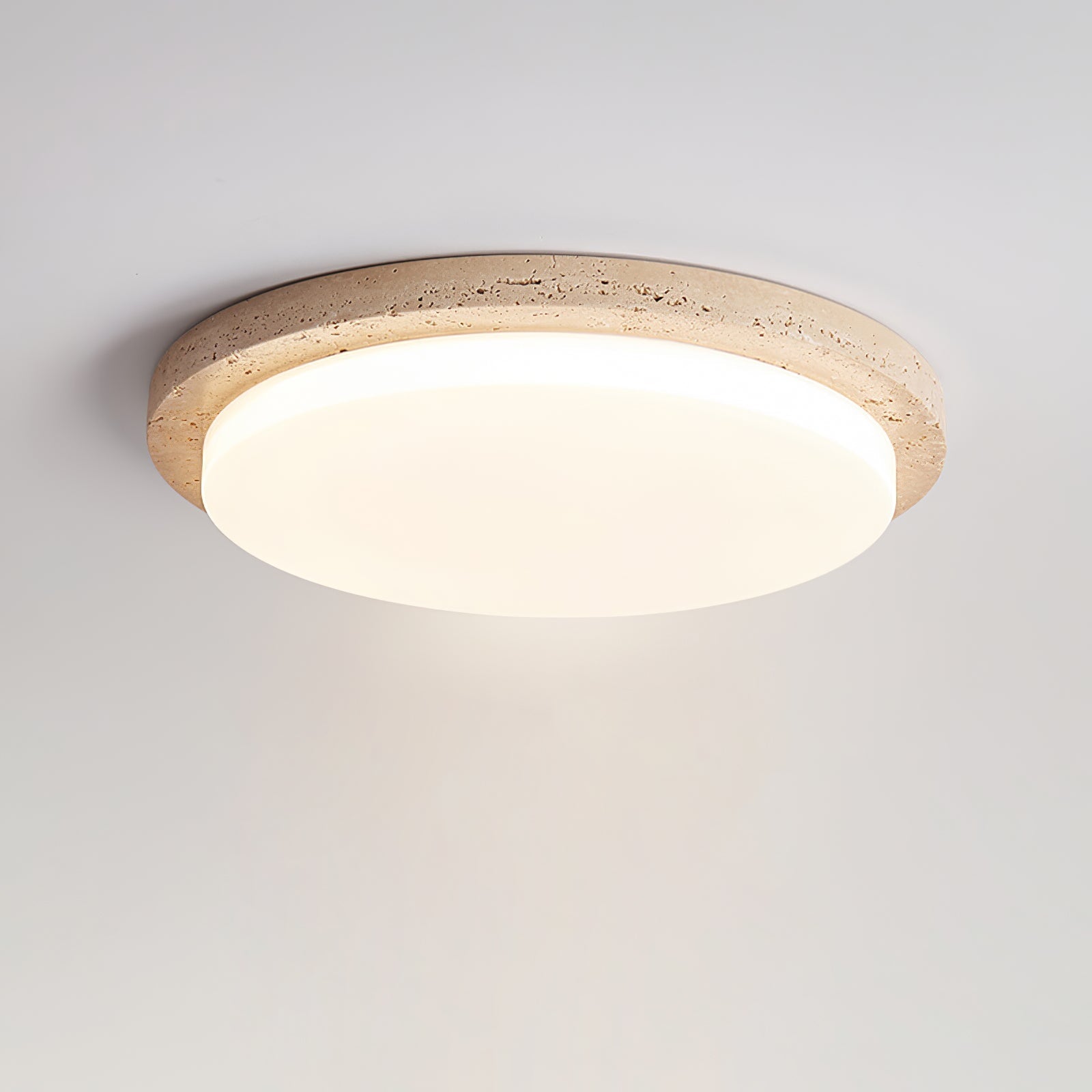 Etala Smooth-Rim Travertine Ceiling Light - Neutralighting
