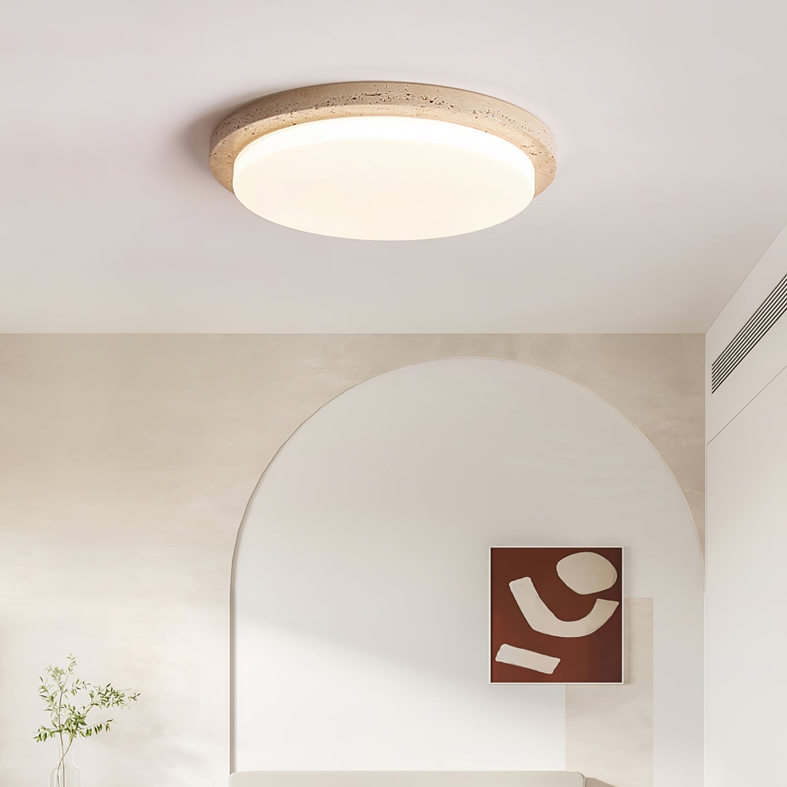 Etala Smooth-Rim Travertine Ceiling Light - Neutralighting