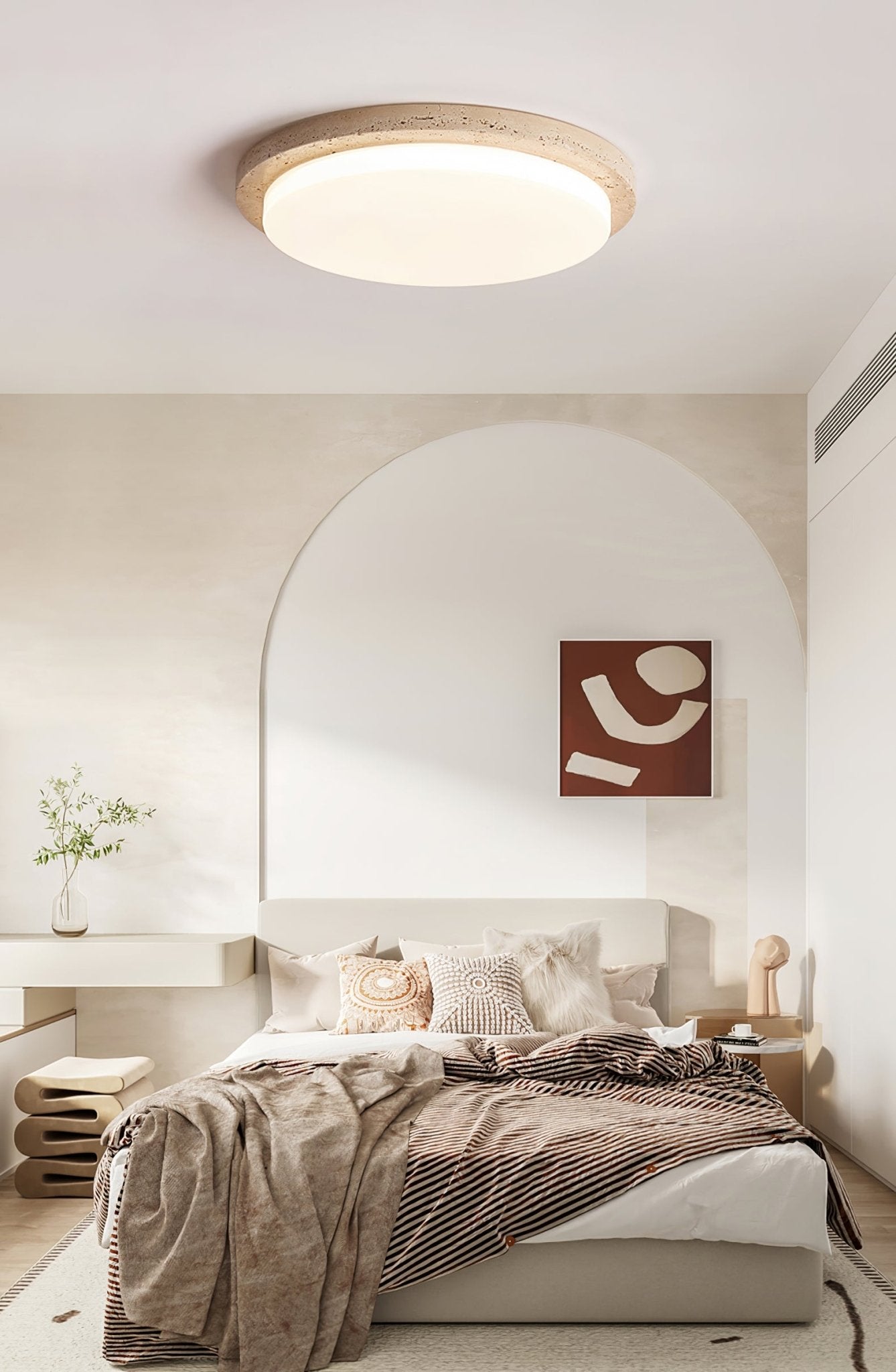 Etala Smooth-Rim Travertine Ceiling Light - Neutralighting