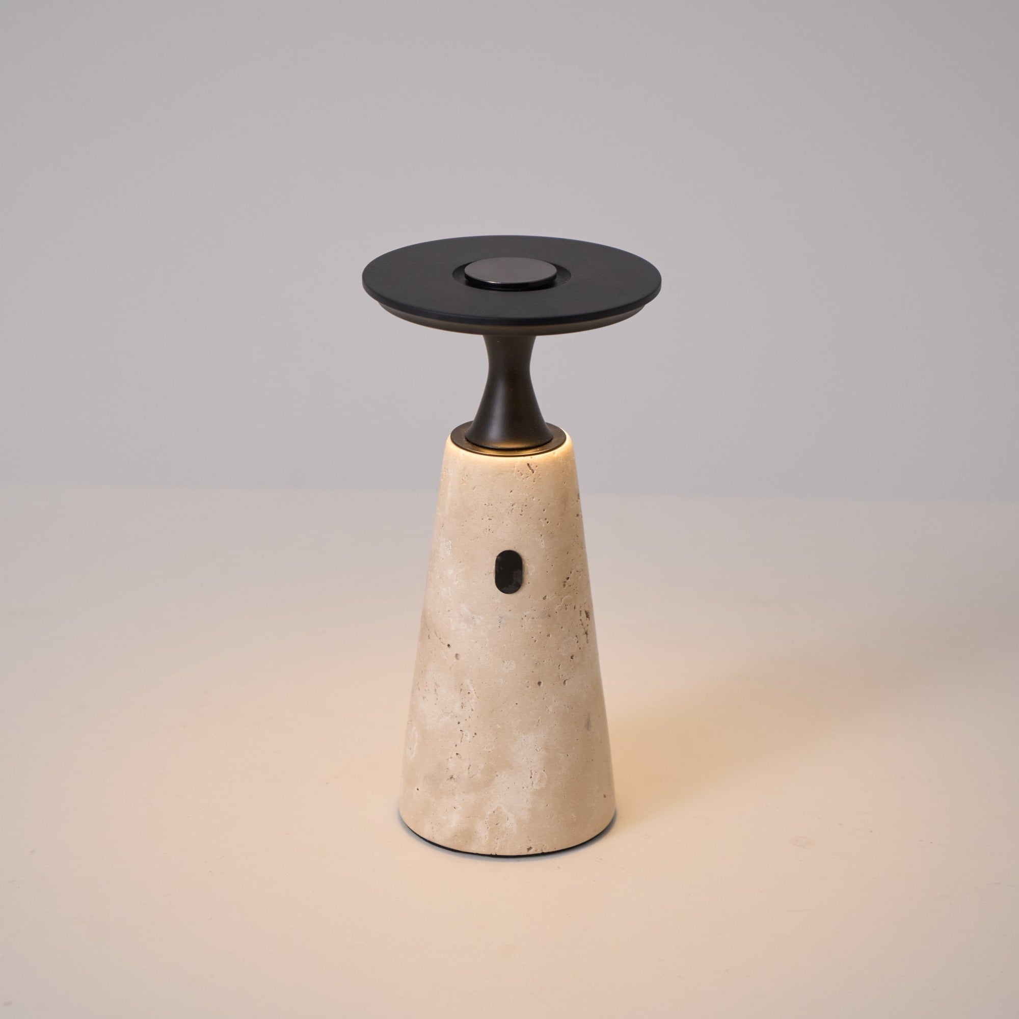 Vespera Sculptural Travertine Table Lamp - Neutralighting