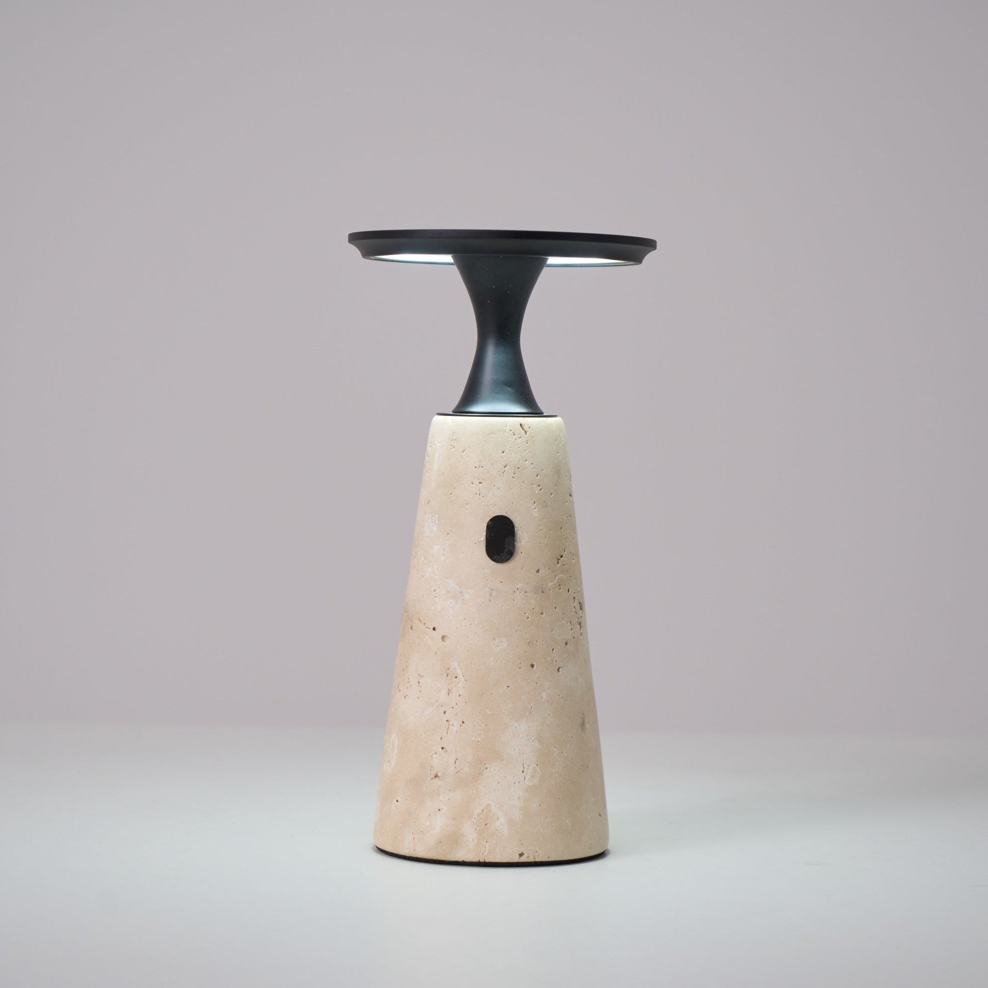 Vespera Sculptural Travertine Table Lamp - Neutralighting